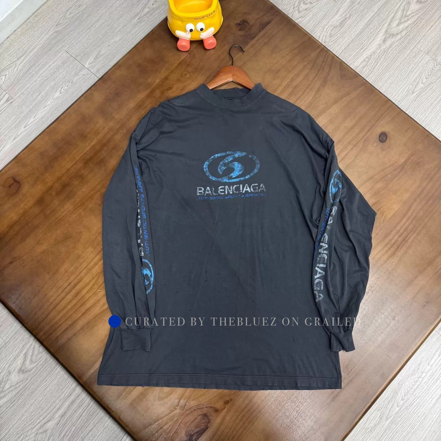 Balenciaga Distressed Black Wave Long Sleeve Tee Size US M / EU 48-50 / 2 - 1 Thumbnail