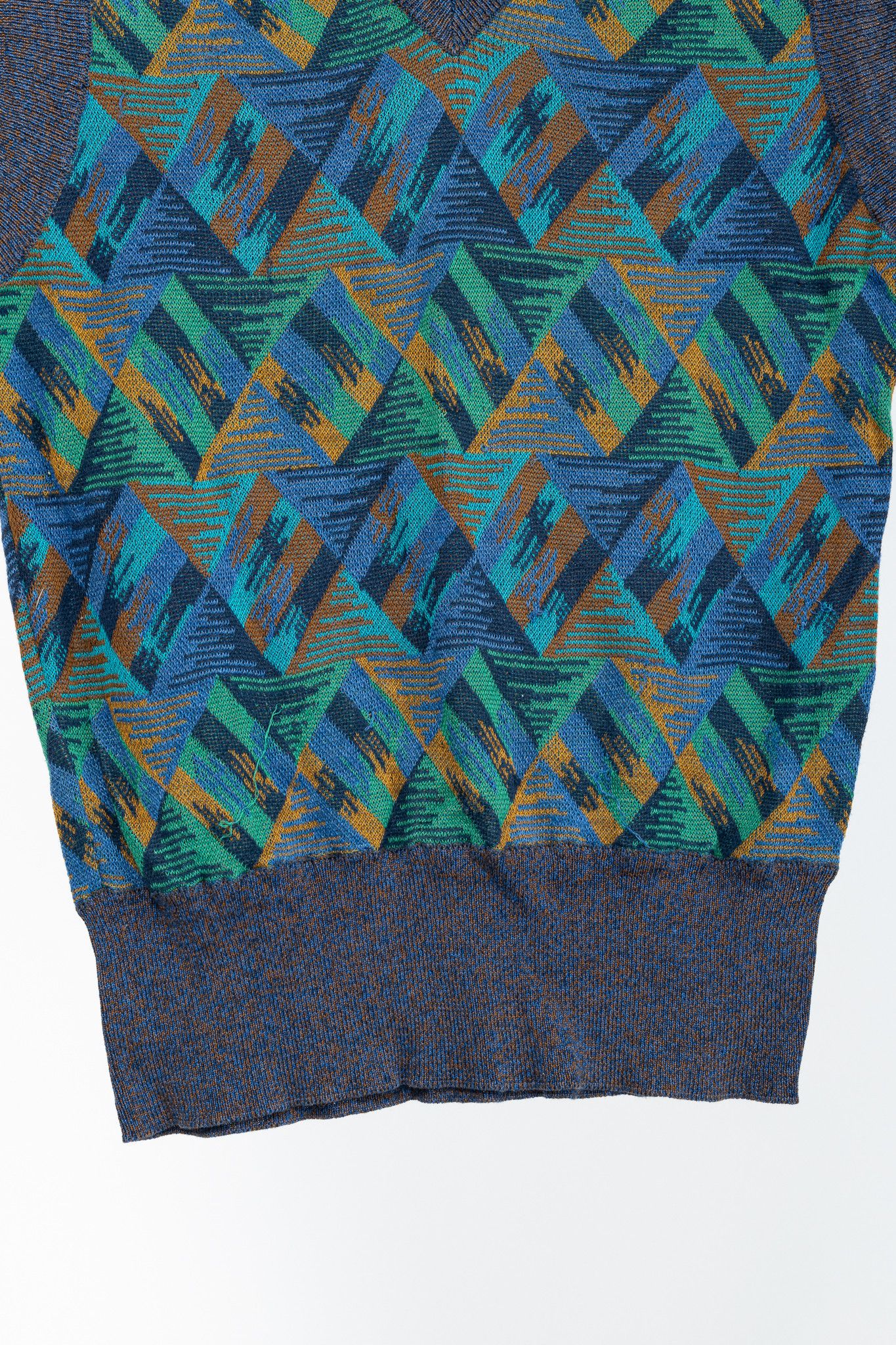 Missoni Missoni 80's-Vintage Cotton Triangle-Jacquard Sweater Vest Size L / US 10 / IT 46 - 6 Thumbnail