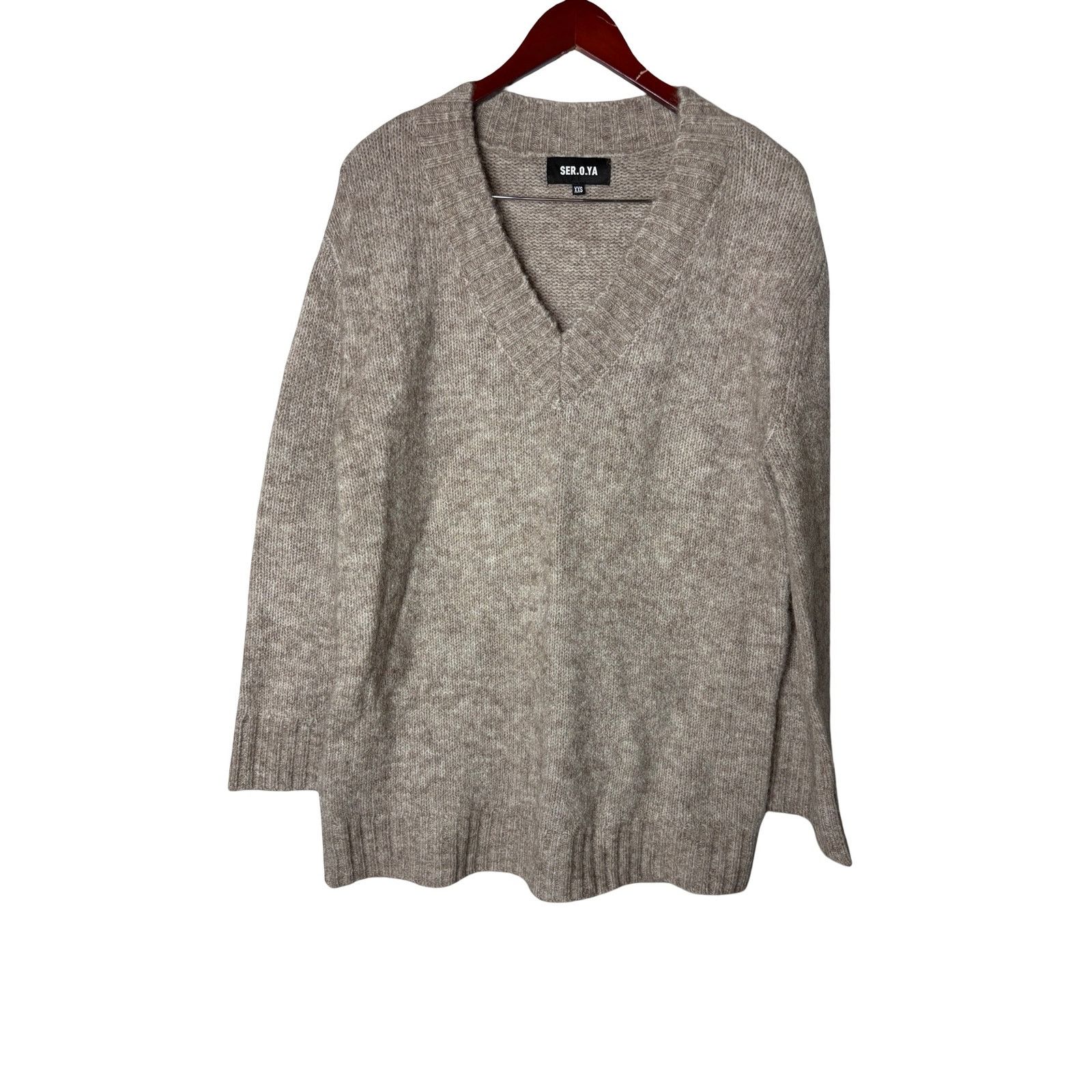 SER.O.YA Ser.o.ya cream alpaca wool blend oversized V neck sweater Size XXS / US 00 / IT 34 - 1 Thumbnail