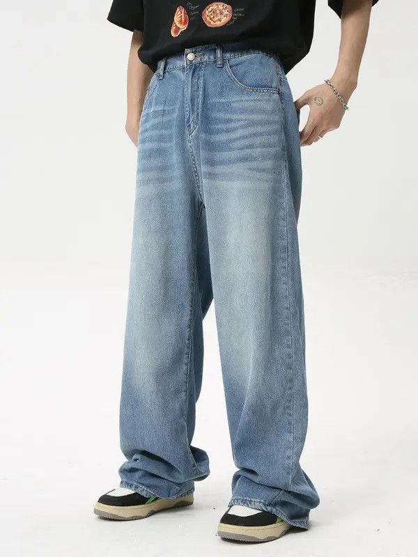 VIBE Blue Baggy Wide Leg Denim Jeans Size US 30 / EU 46 - 2 Thumbnail