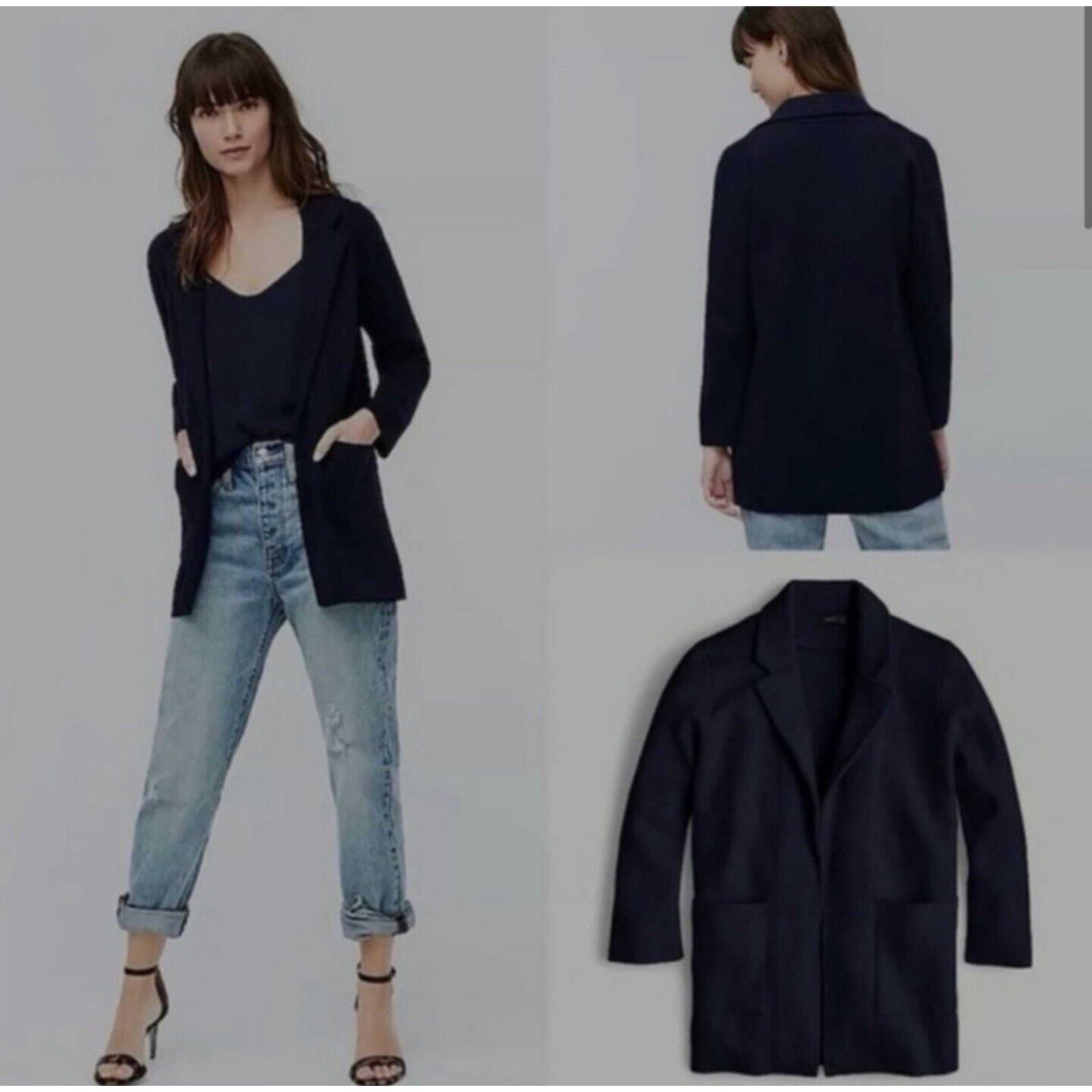 J.Crew J. Crew Sophi Re-Imagined Black Plazer Wool Blend Cardigan Size XL / US 12-14 / IT 48-50 - 4 Thumbnail
