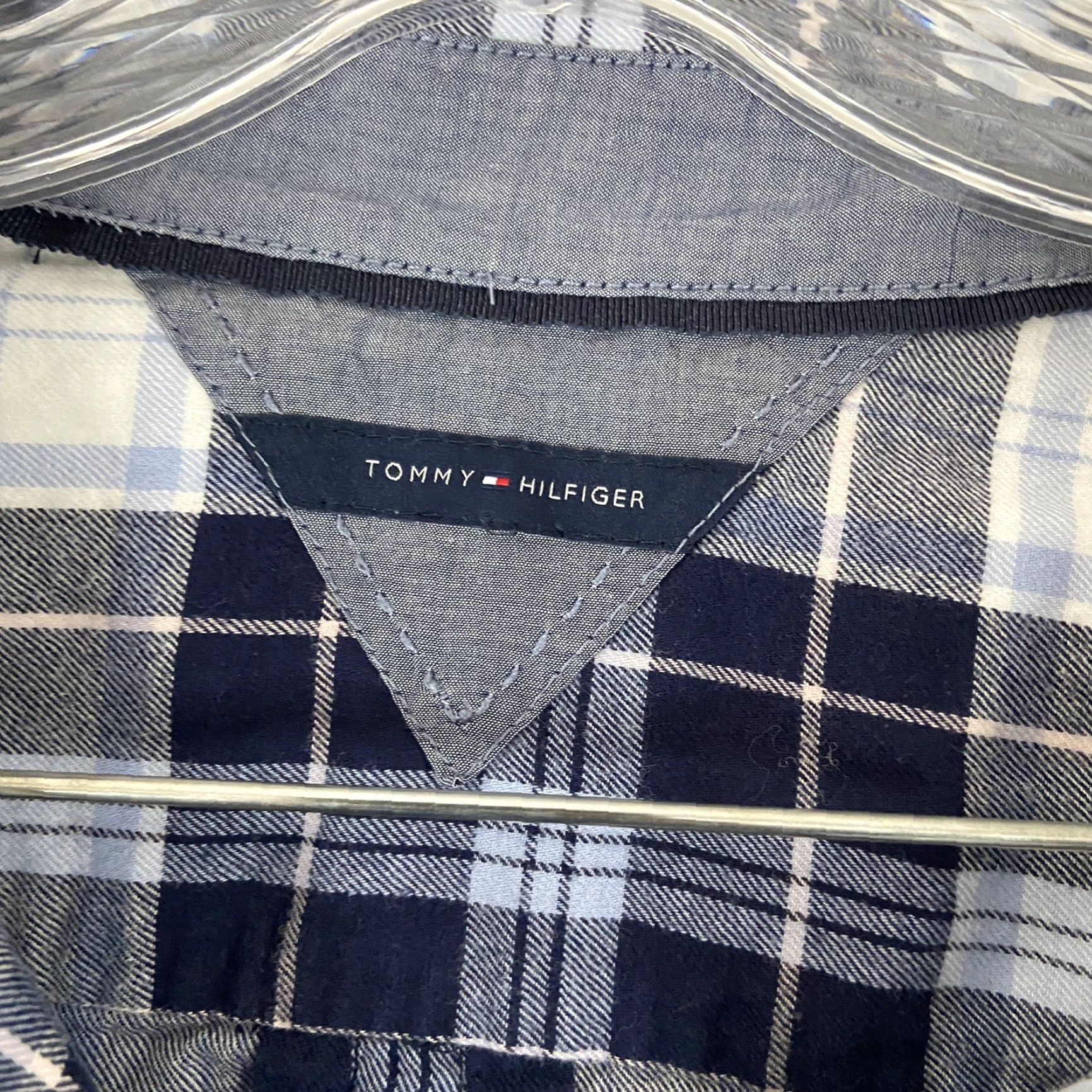 Tommy Hilfiger TOMMY HILFIGER Plaid Blouse Women's Long Sleeve Size L Blue White Gray Colorful Size L / US 10 / IT 46 - 6 Thumbnail