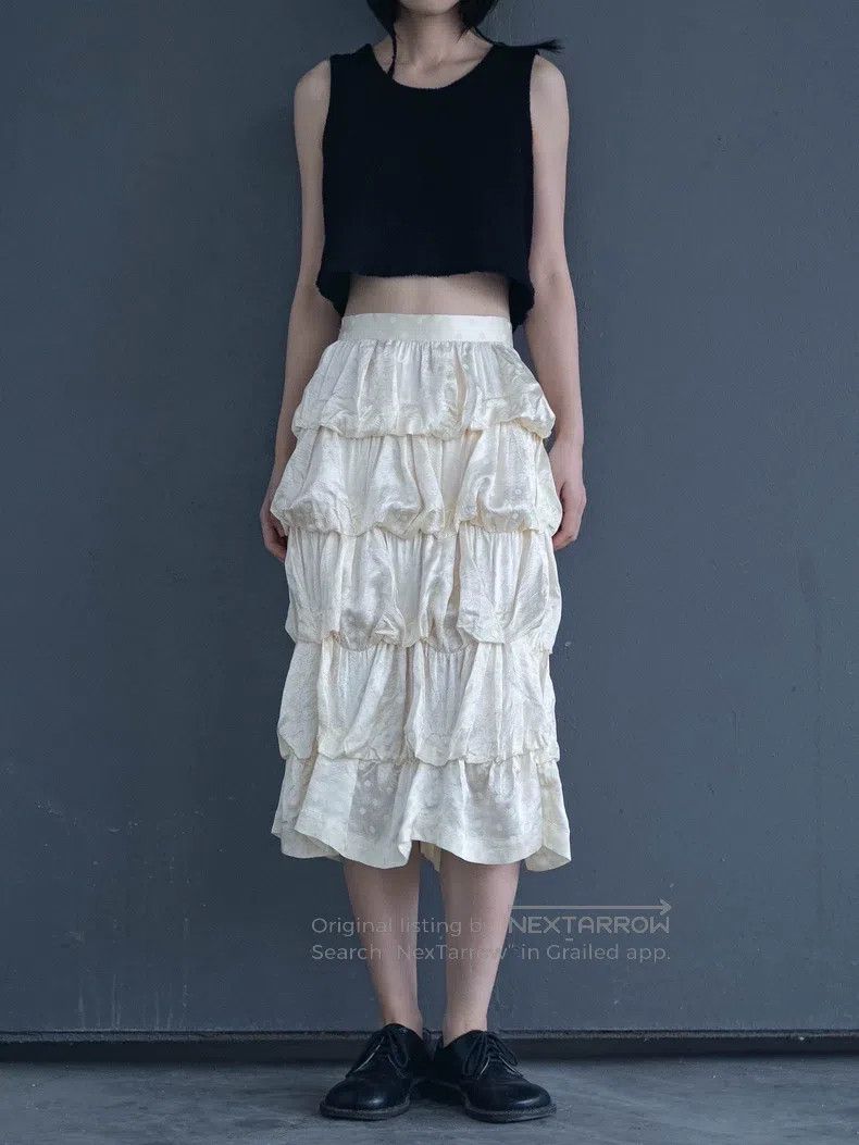 Comme des Garcons Comme Des Garcons size M Off-white polka dot satin tiered Size 23" - 3 Thumbnail