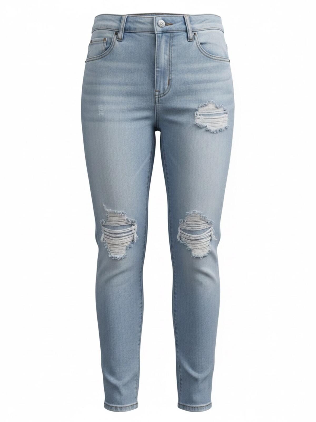 Shein NIB Light Blue Distressed Skinny Jeans Size 42" / US 20 - 12 Thumbnail