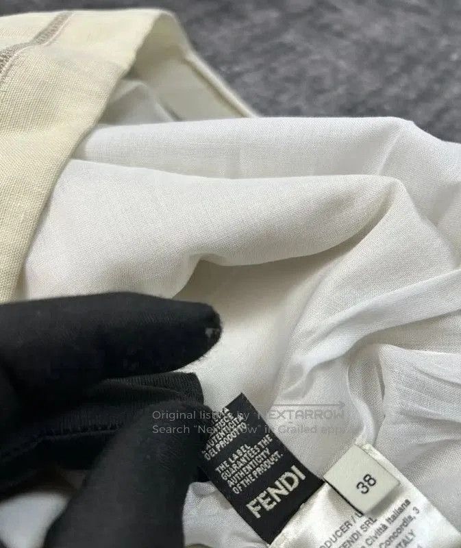 Fendi Fendi Logo Midi Skirt in Beige Linen Blend . Size 26" / US 2 / IT 38 - 6 Thumbnail