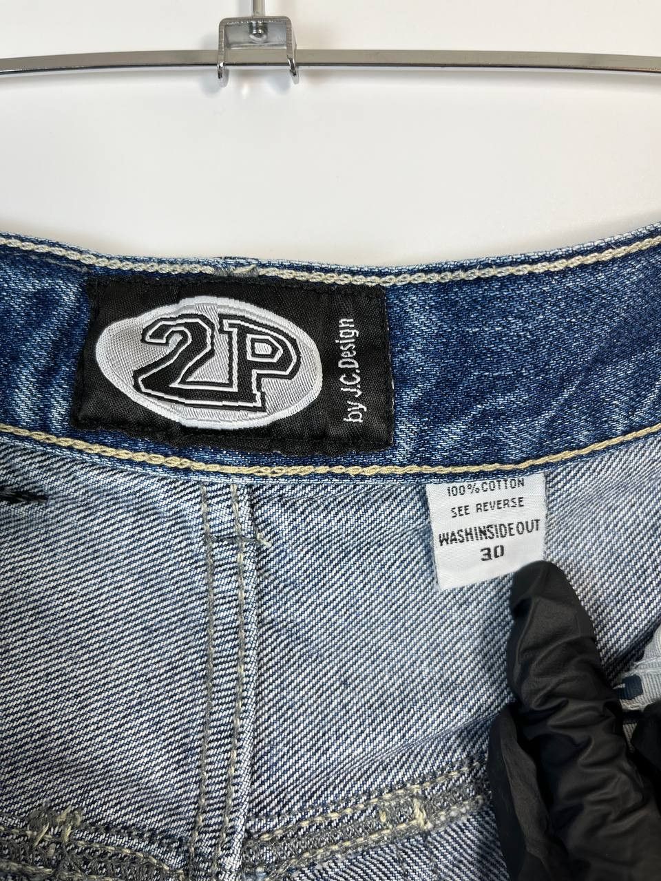 Other VINTAGE 2P Jeans Blue Denim Embroidered Logo Baggy Sz 30 Size US 30 / EU 46 - 6 Thumbnail