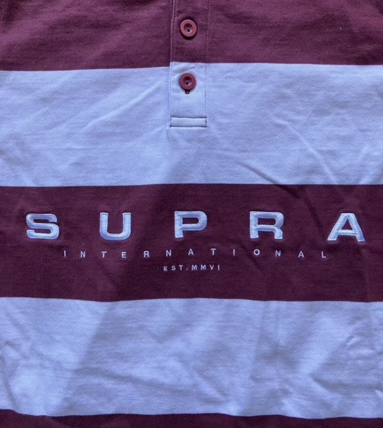 Supra Vintage Y2K Supra Footwear Rugby Hoodie Striped Skate polo Size US L / EU 52-54 / 3 - 5 Thumbnail