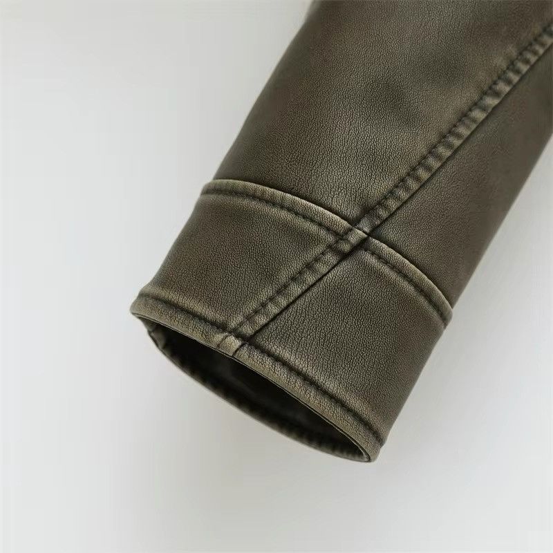 Jean Retro Carbon Oversized Loose Pu Faux Leather Short Jacket Size XL / US 12-14 / IT 48-50 - 6 Thumbnail