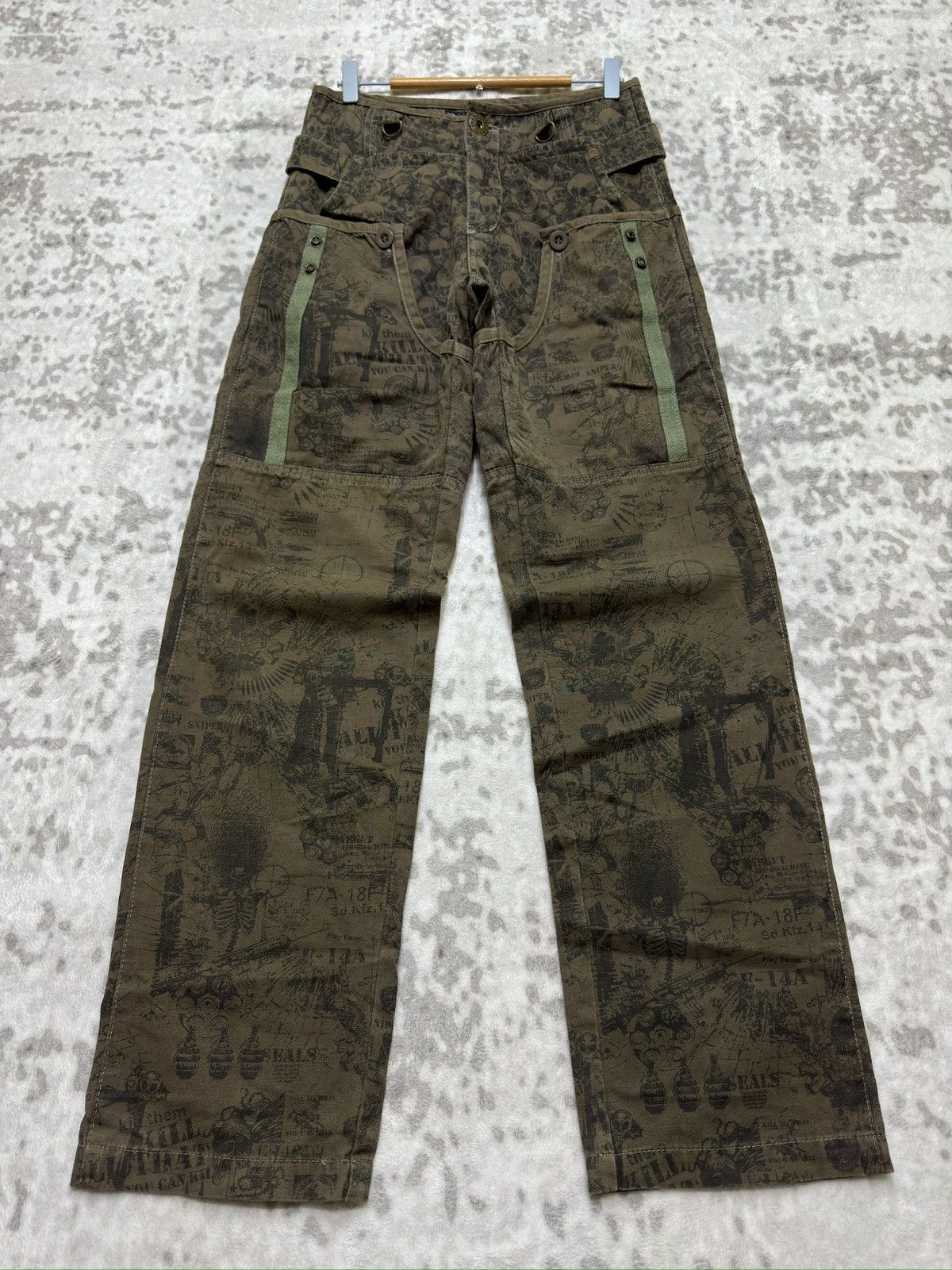 Vintage Risefire Designer Technical Dept Overprint Bondage Pant Size US 29 - 1 Thumbnail