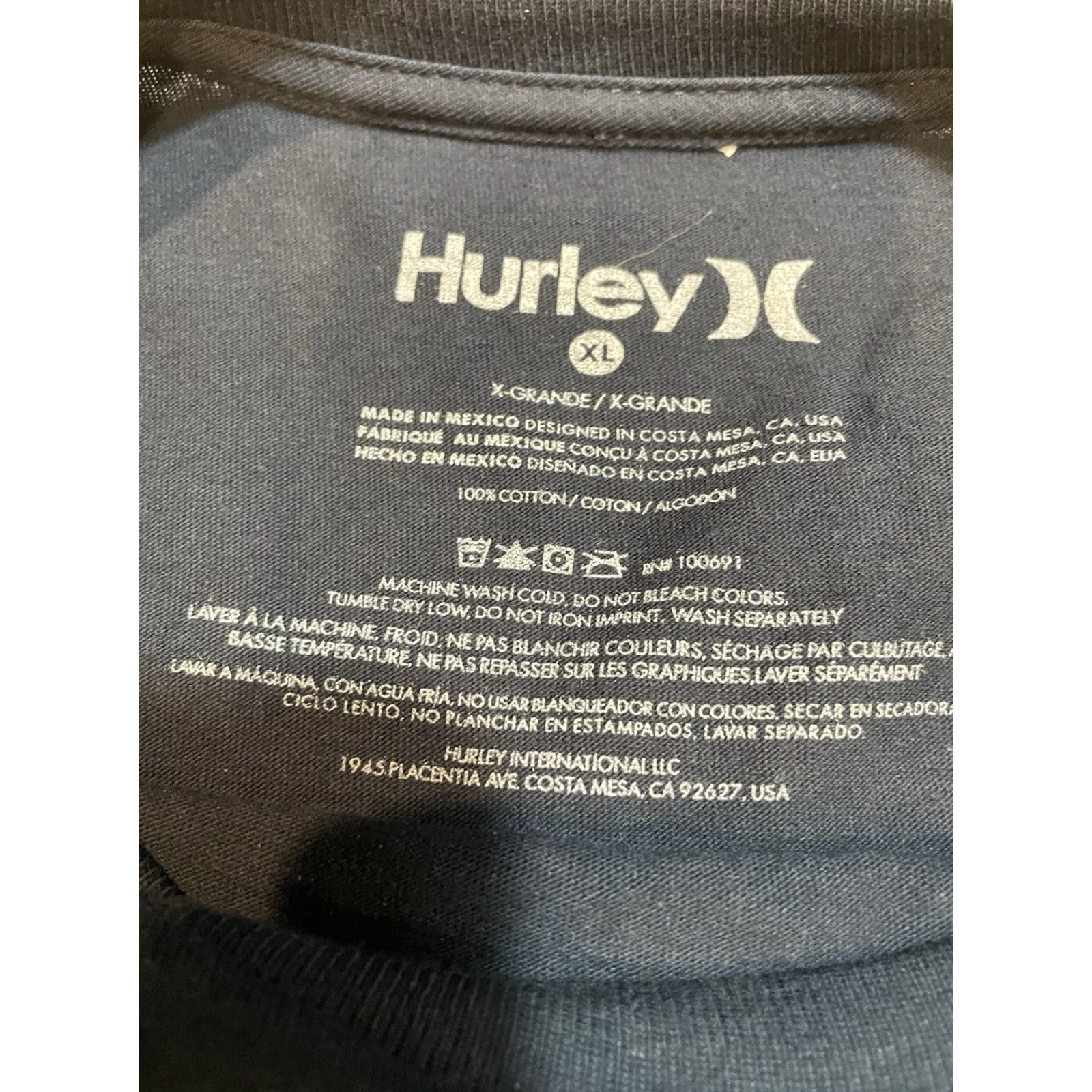 Hurley Hurley Surf Co. Blue T-Shirt Men XL Short Sleeve Cotton Summer Regular Fit Size US XL / EU 56 / 4 - 3 Thumbnail