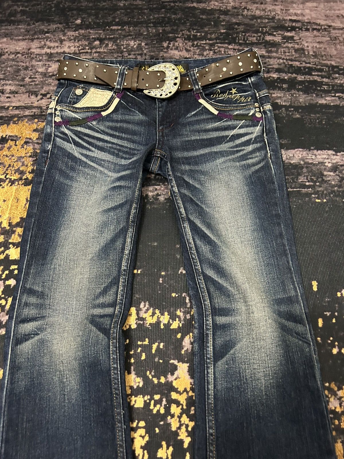 Tornado Mart Redpepper Japan Snake Pocket Washed Flare Jeans Size US 27 - 6 Thumbnail