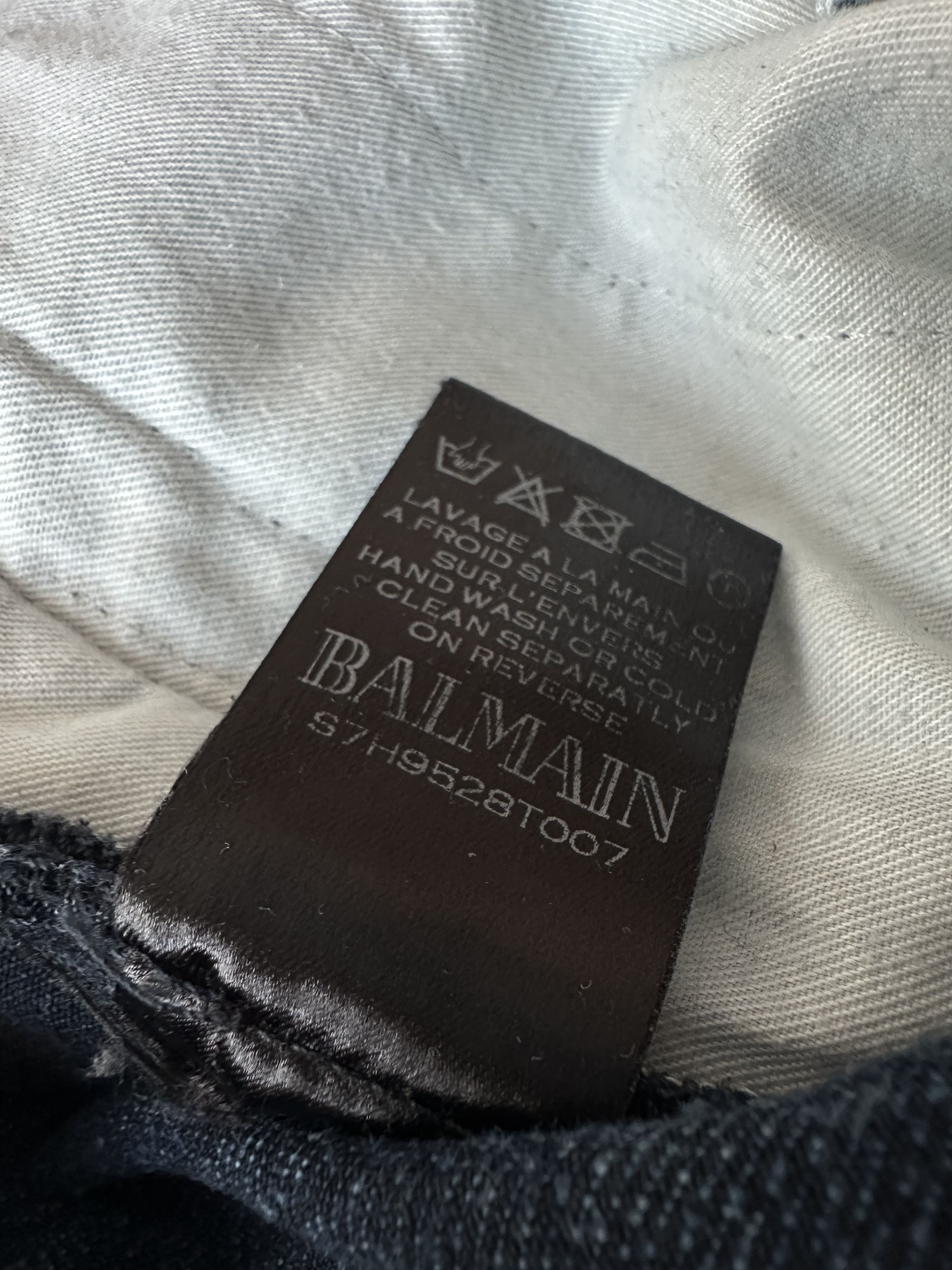 Balmain SS17 Balmain Navy Washed Biker Denim Oilver Roustreing Era Size US 31 - 13 Thumbnail