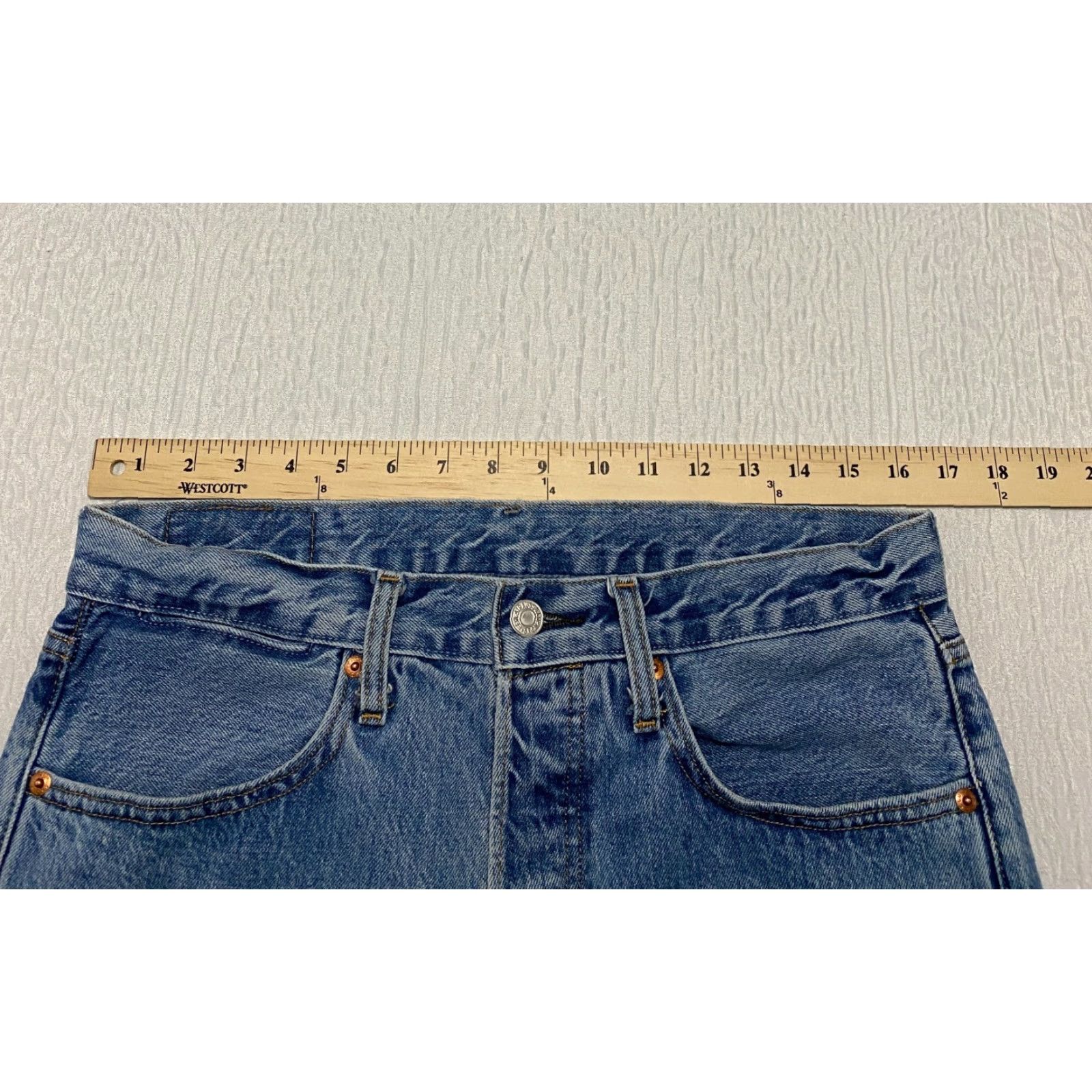 Levi's Levi's Jeans Drop Crop Patch Tapered Jeans Men's 31 Blue/Green Button Fly Size US 31 - 4 Thumbnail