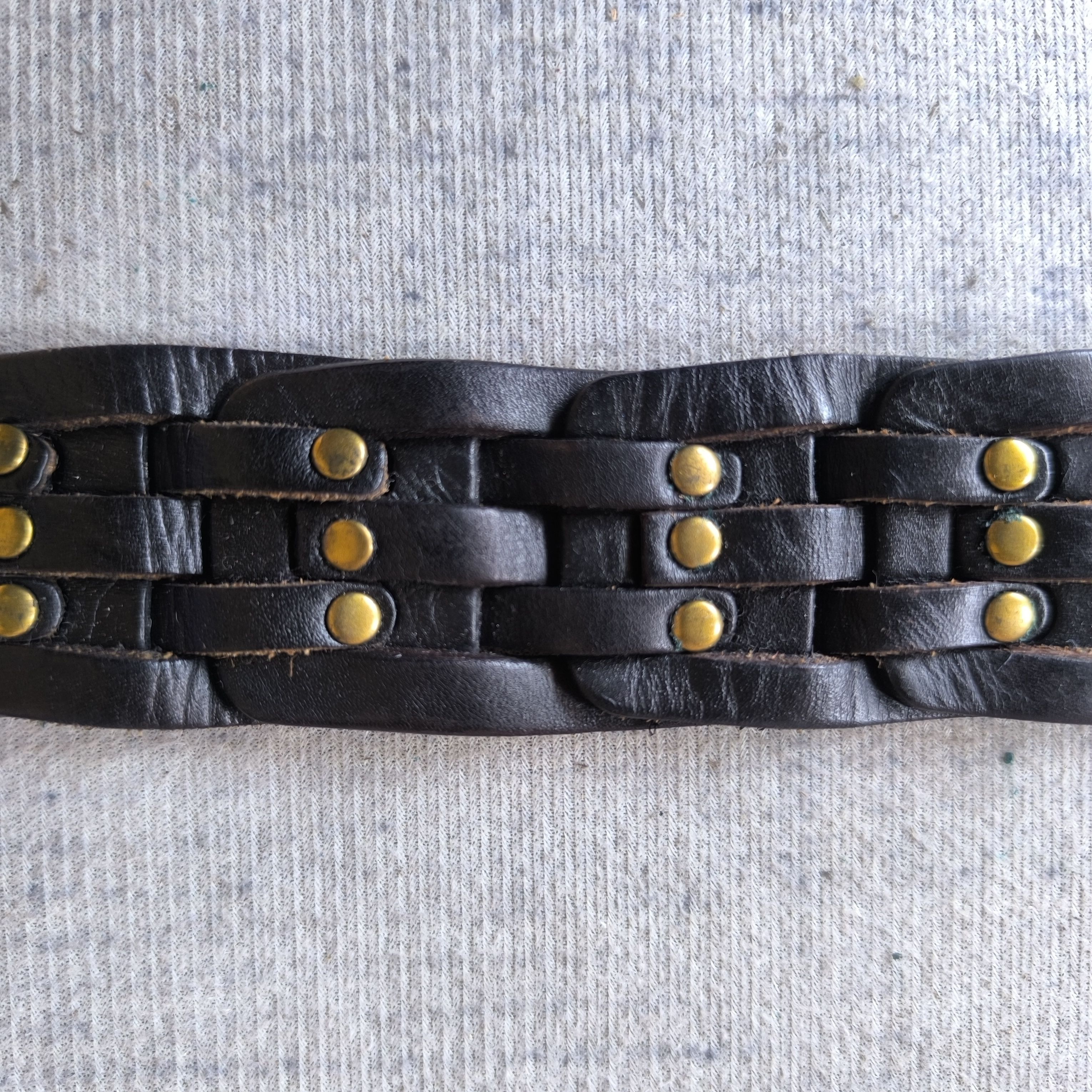 If Six Was Nine ☠️ Japan solid brass art stud punk style leather belt Size ONE SIZE - 6 Thumbnail