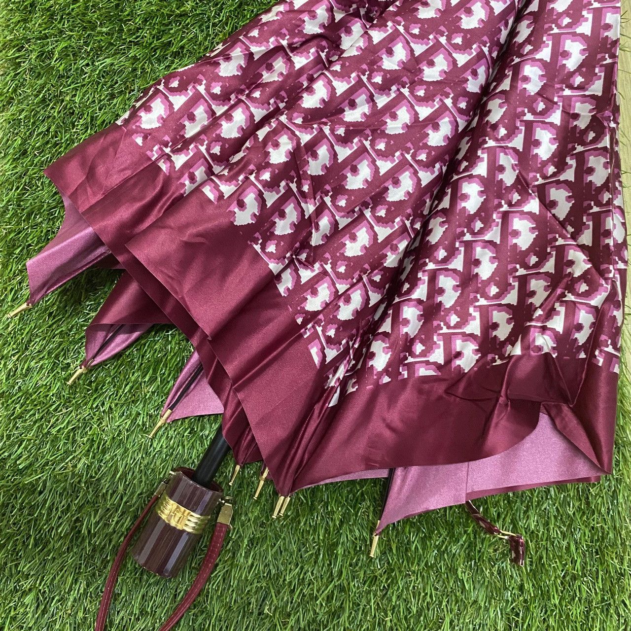 Christian Dior Monsieur Dior Vintage Umbrella Japan Oblique CD Gold Accent 80s Size ONE SIZE - 18 Thumbnail