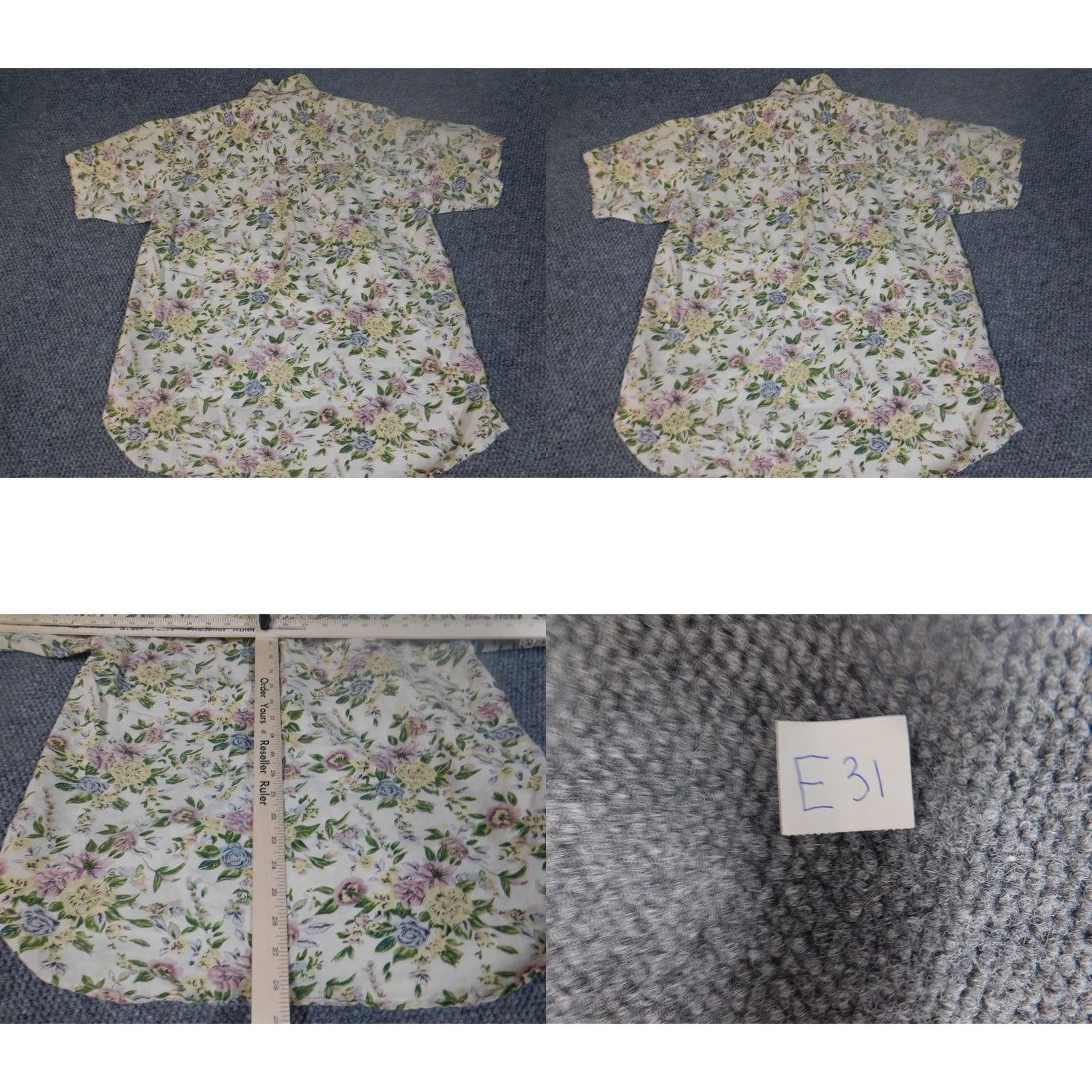 Vintage Carolina Colours Womens Blouse S Yellow Floral Short Sleeve Button Crew Neck Cotton Linen Casual Size S / US 4 / IT 40 - 8 Thumbnail
