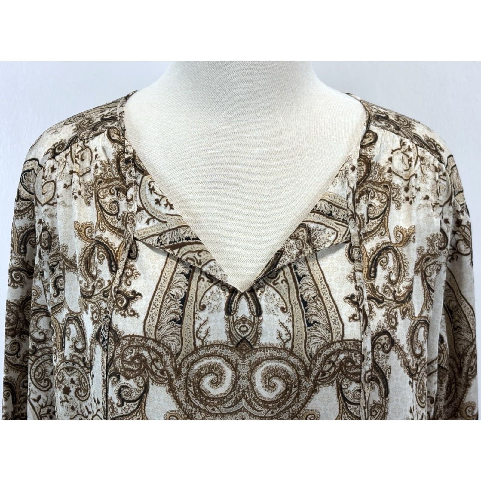 Vintage Chico's Top Blouse Paisley XL Brown Boho Cottagecore Tunic 70s Aztec Bohemian Classic Relaxed Women XL Mens? Size XL / US 12-14 / IT 48-50 - 5 Thumbnail