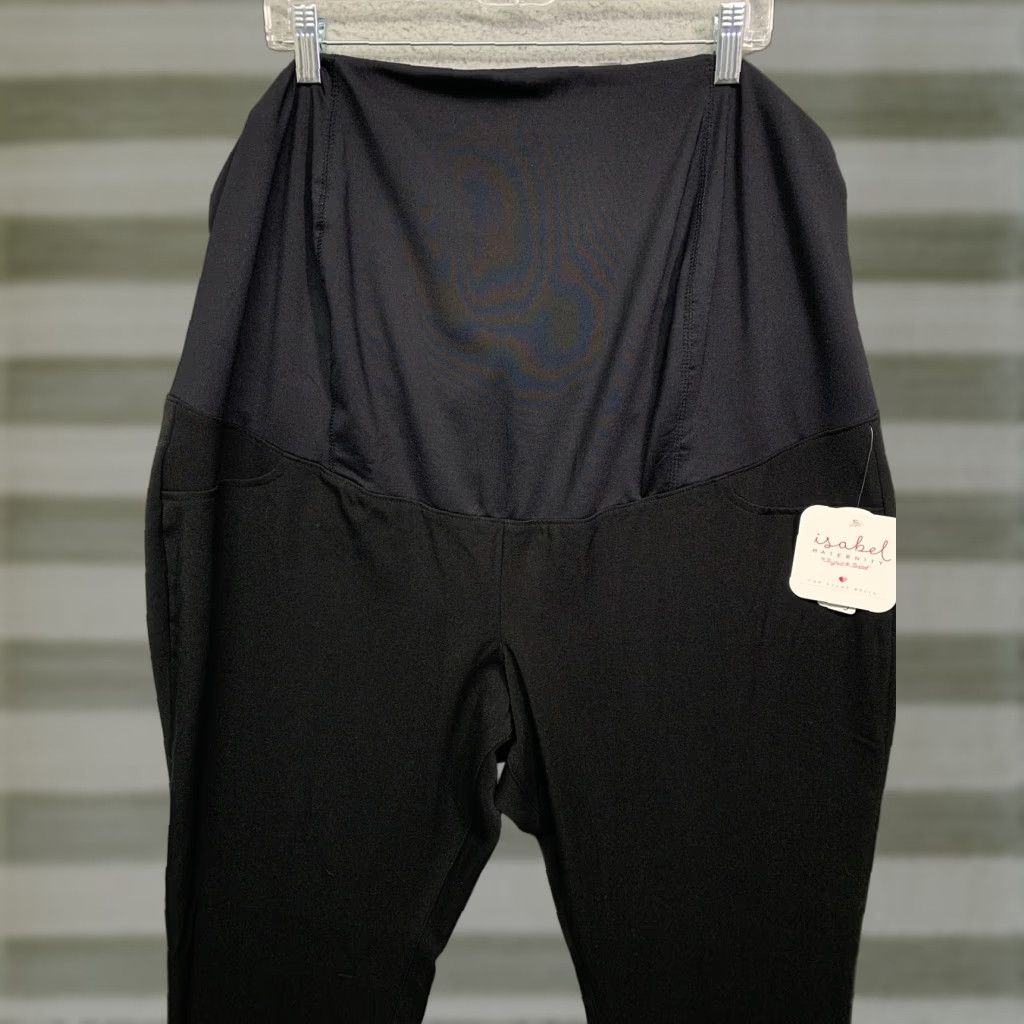 Vintage Isabel Maternity Pants Size 18 Black NWT Crossover Panel Lower Back Support Bootcut Stretch Inseam 33.5 in Polyester Blend Cotton Blend Size 40" / US 18 - 1 Thumbnail