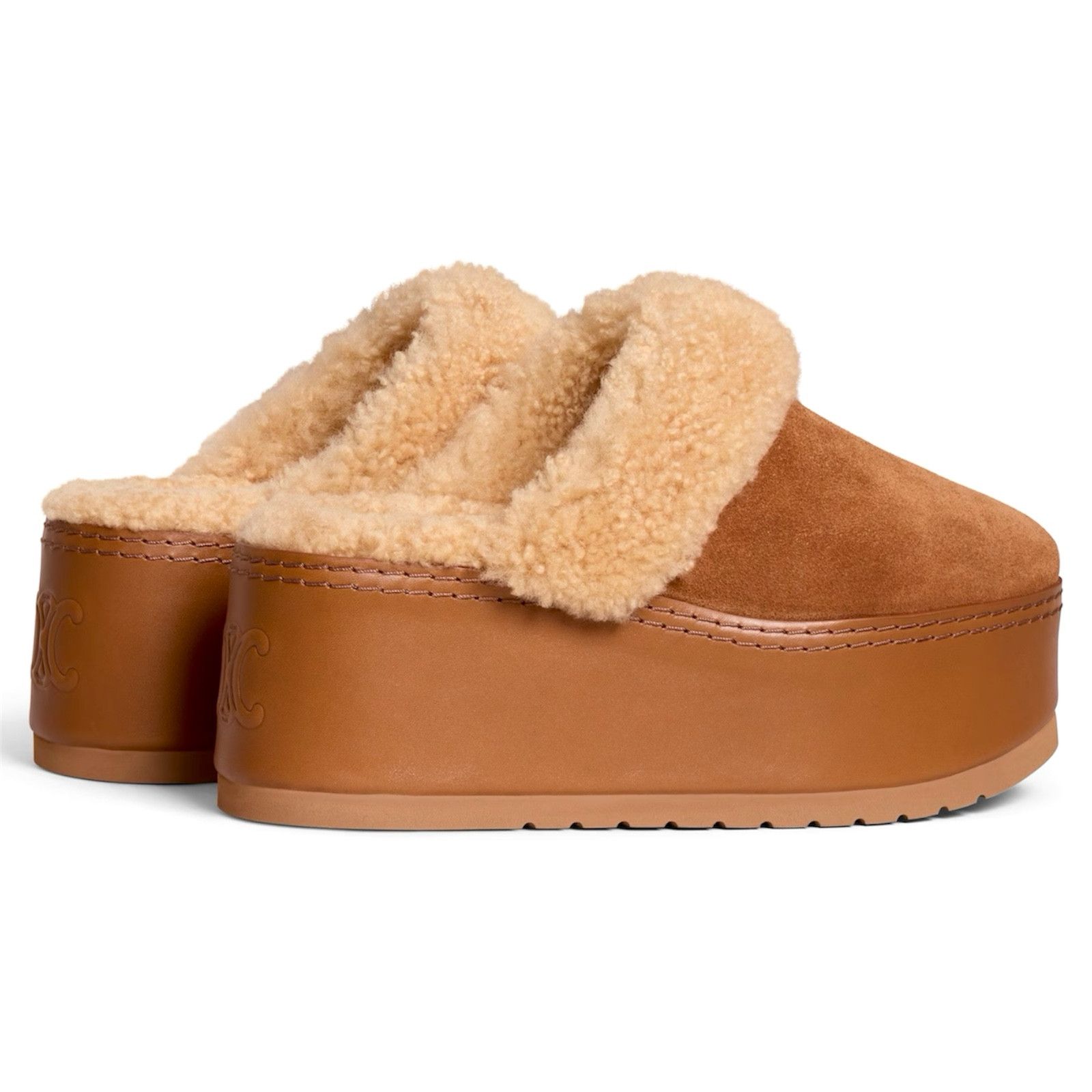 Celine 360084610C.18NC Dana Wedge Mule in Suede Calfskin and Shearl Size US 7 / IT 37 - 3 Thumbnail