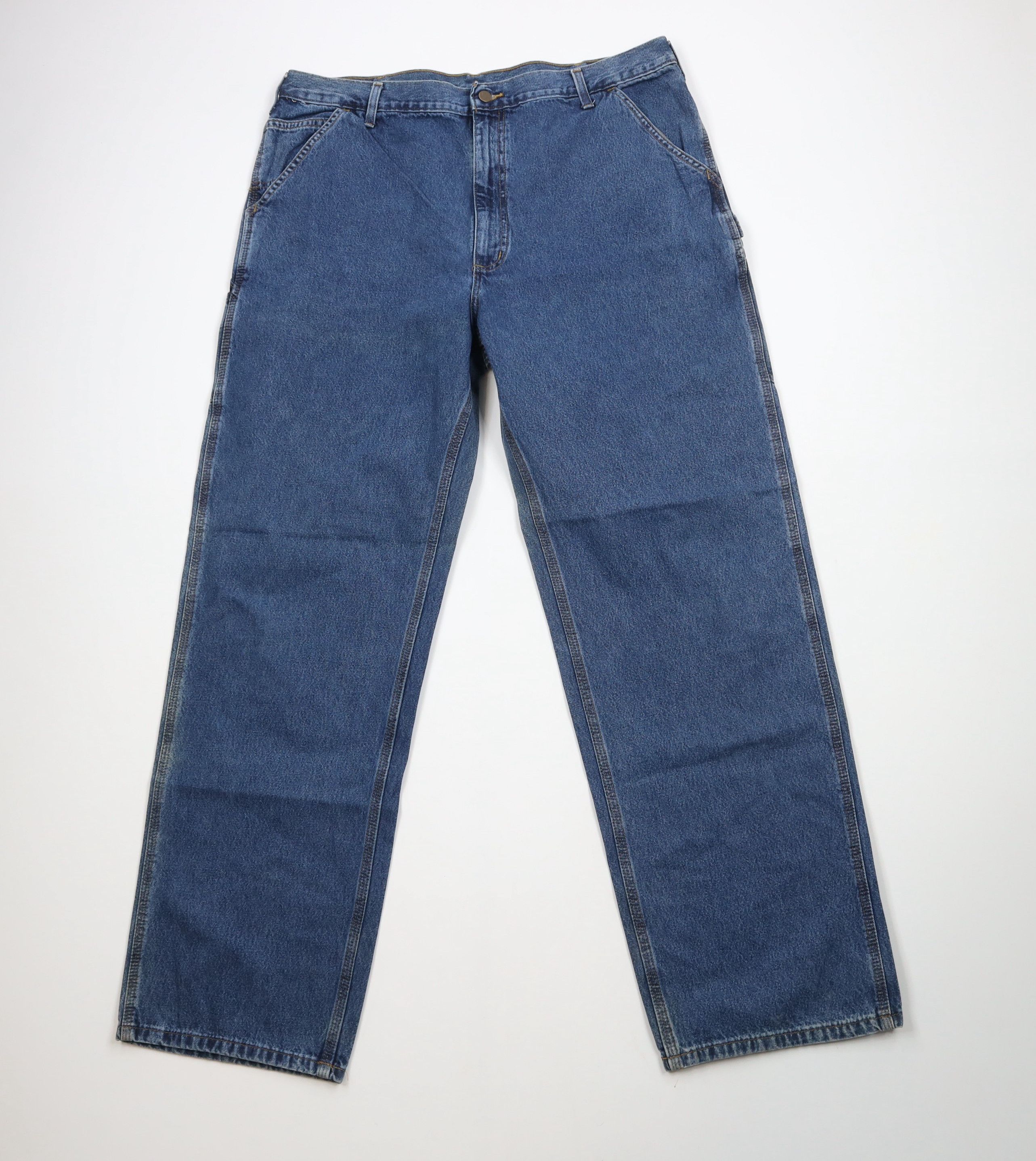 Carhartt × Vintage Vintage Carhartt Spell Wide Leg Dungaree Denim Jeans Blue Size US 38 / EU 54 - 1 Thumbnail