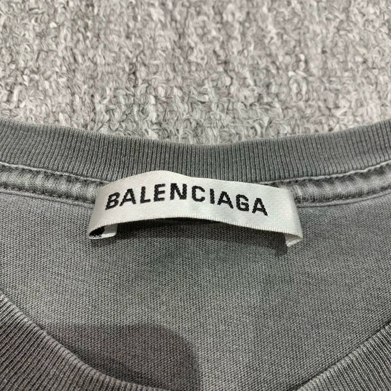 Balenciaga Balenciaga Washed Grey Small Logo Short Sleeve Size US M / EU 48-50 / 2 - 4 Thumbnail