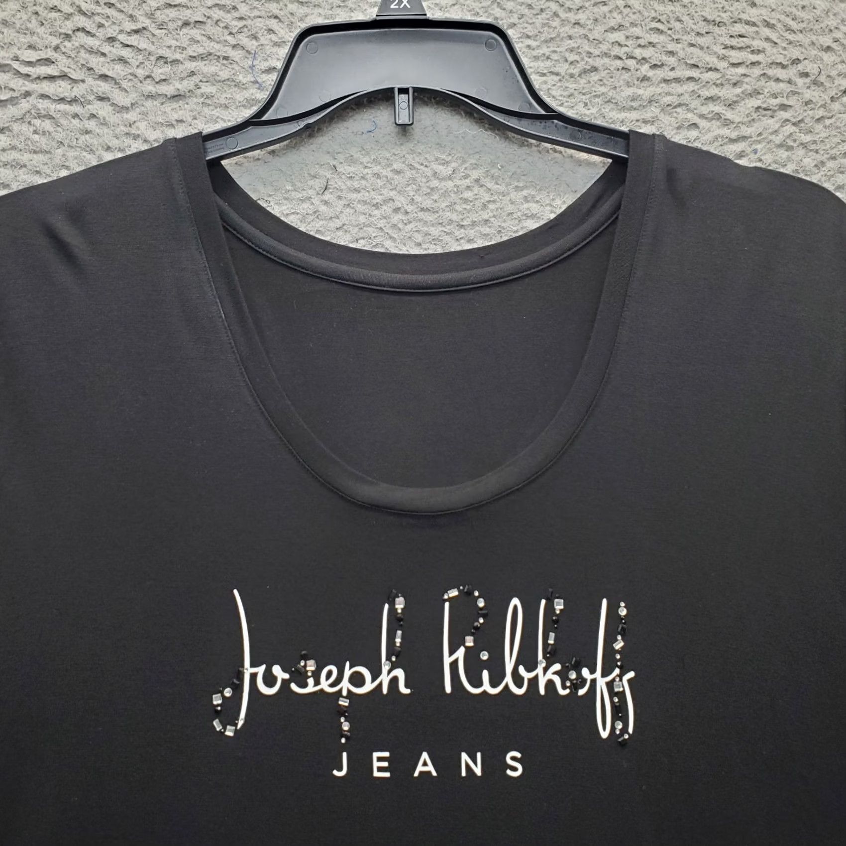 Joseph Ribkoff Joseph Ribkoff Womens Tee Shirt Black Rhinestone Logo Detail Short Sleeve XL Size XL / US 12-14 / IT 48-50 - 6 Thumbnail