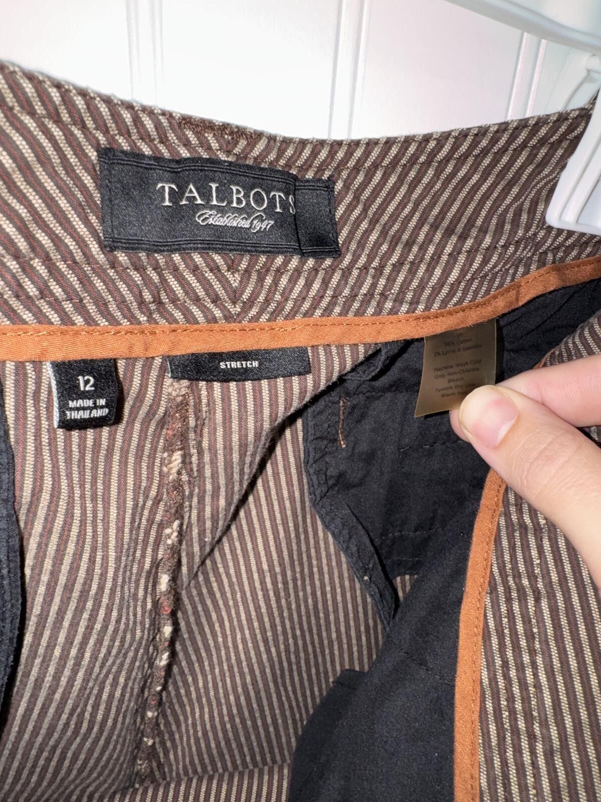 Other Talbots Brown Pinstripe Stretch Dress Khakis Size 12 Size 34" / US 12 / IT 48 - 3 Thumbnail
