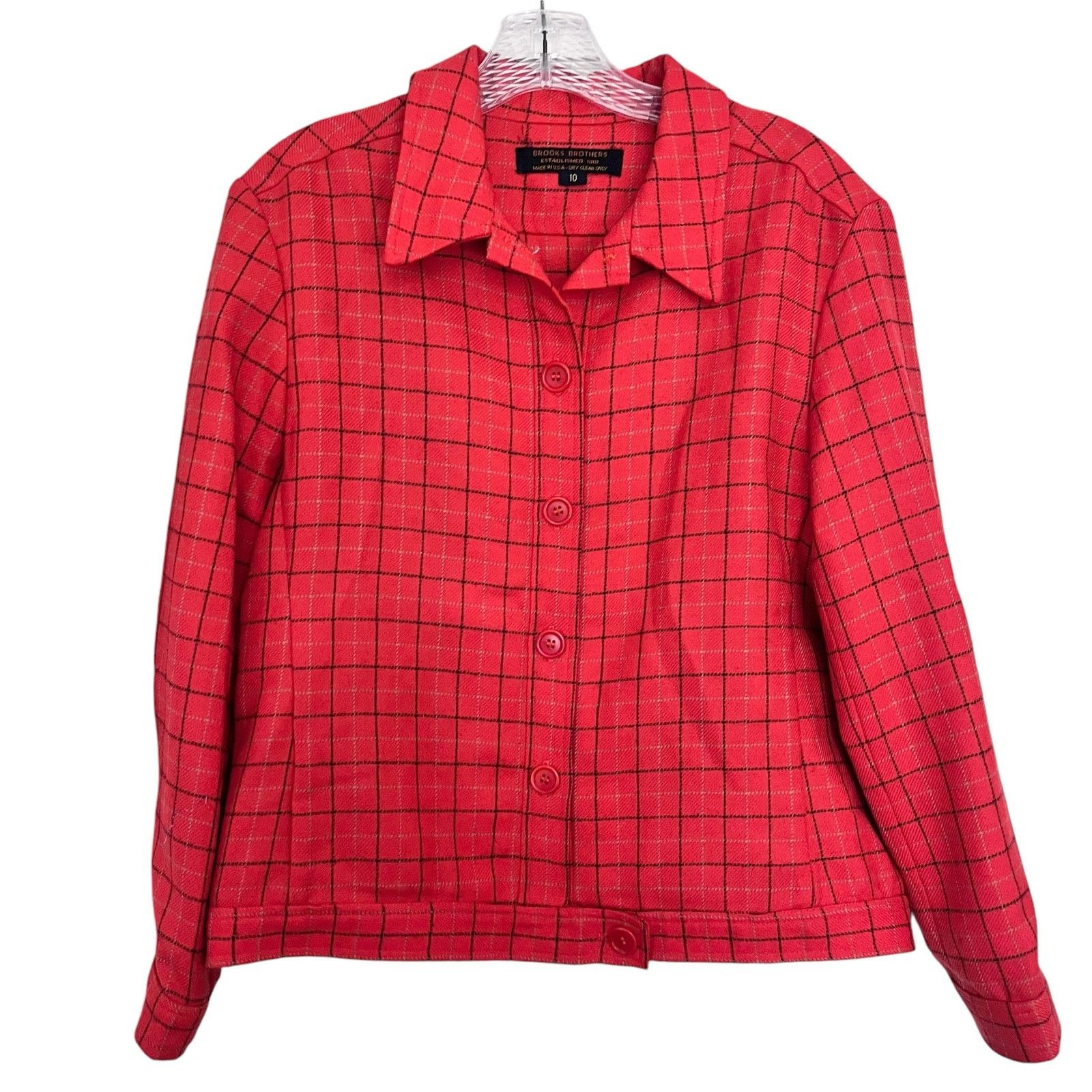Brooks Brothers Brooks Brothers Vintage Plaid Wool Button Front Jacket Size L / US 10 / IT 46 - 1 Thumbnail