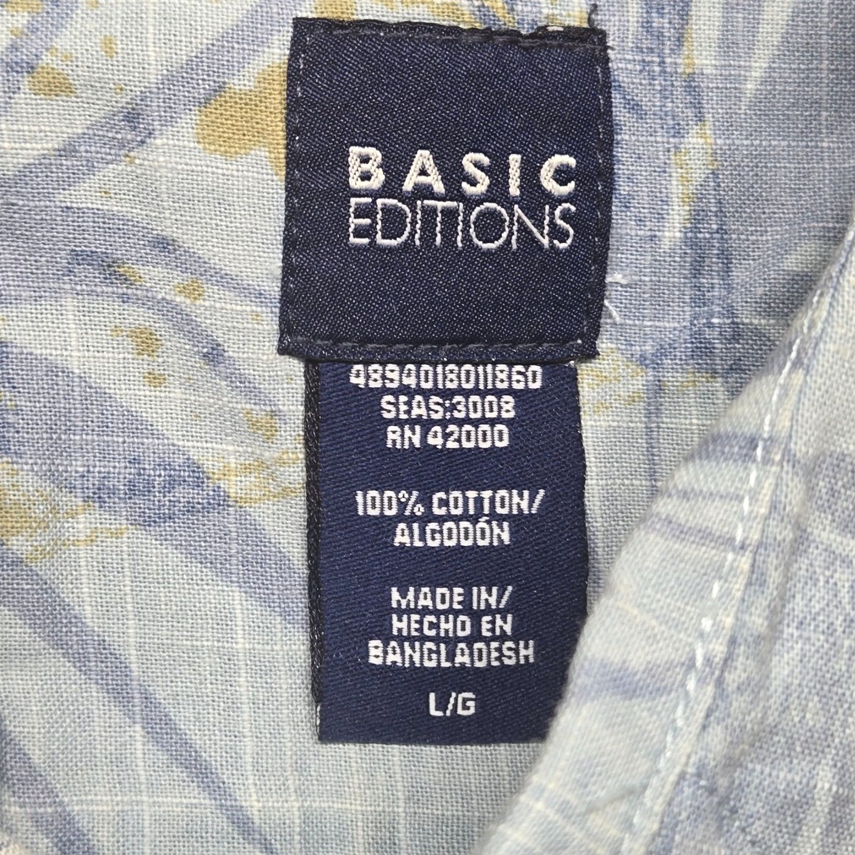 Basic Editions VINTAGE Basic Edition Shirt Casual Mens L Blue Palm Trees Vacation Hawaiian 90s? Size US L / EU 52-54 / 3 - 3 Thumbnail