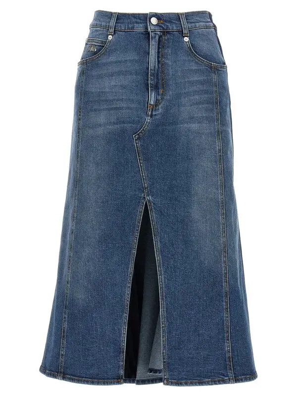 o1y0325 Denim Midi Skirt in Blue