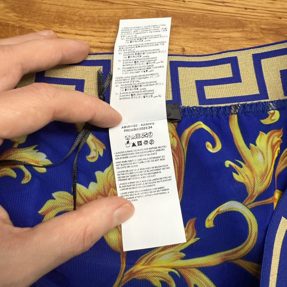 Versace $395 Versace NWT Men’s Greca Swim Shorts Size 5 (M) Blue Size US 35 - 7 Thumbnail