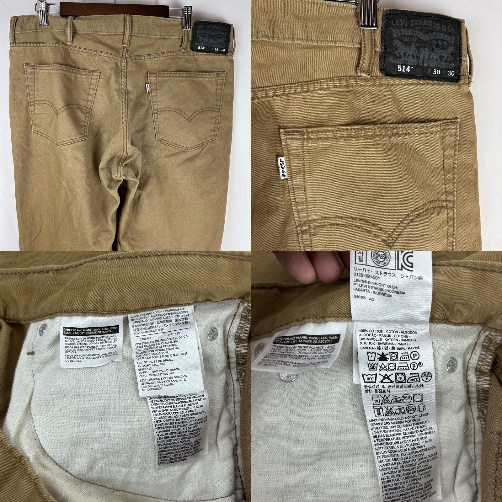 Levi's Levi's 514 Jeans 38x30 Khaki Tan Denim Regular Straight Mens Size US 38 / EU 54 - 8 Thumbnail