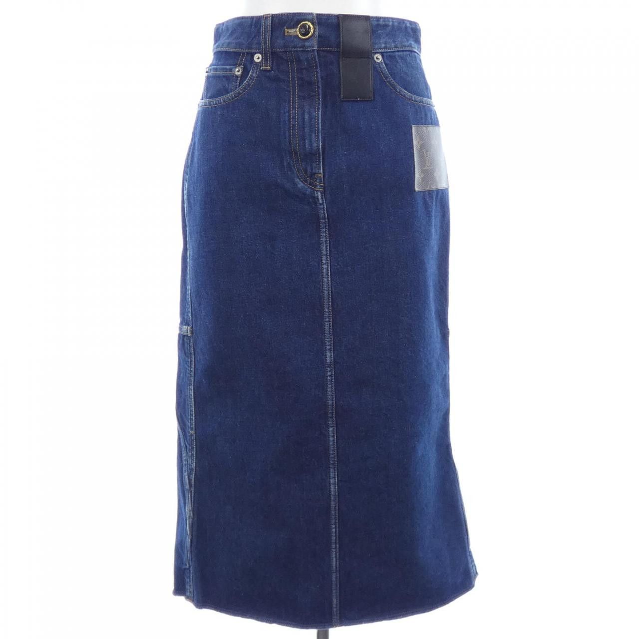 Louis Vuitton Louis Vuitton Louis Vuitton Monogram Patch Long Denim Skirt Textile Skirts FMJX99GM1 DUTY FREE for USA Size ONE SIZE - 1 Thumbnail