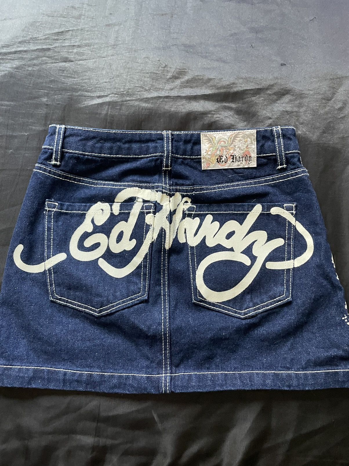 Ed Hardy Ed Hardy Denim Mini Skirt Size 25" / US 0 / IT 36 - 2 Thumbnail