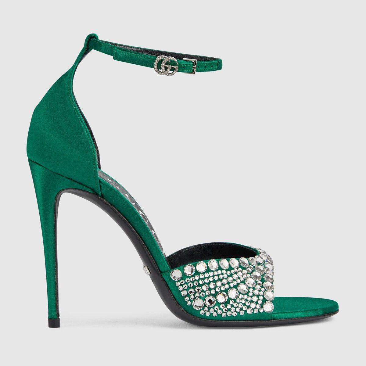 o1s1wg110125 High Heel Sandals With Crystals in Green