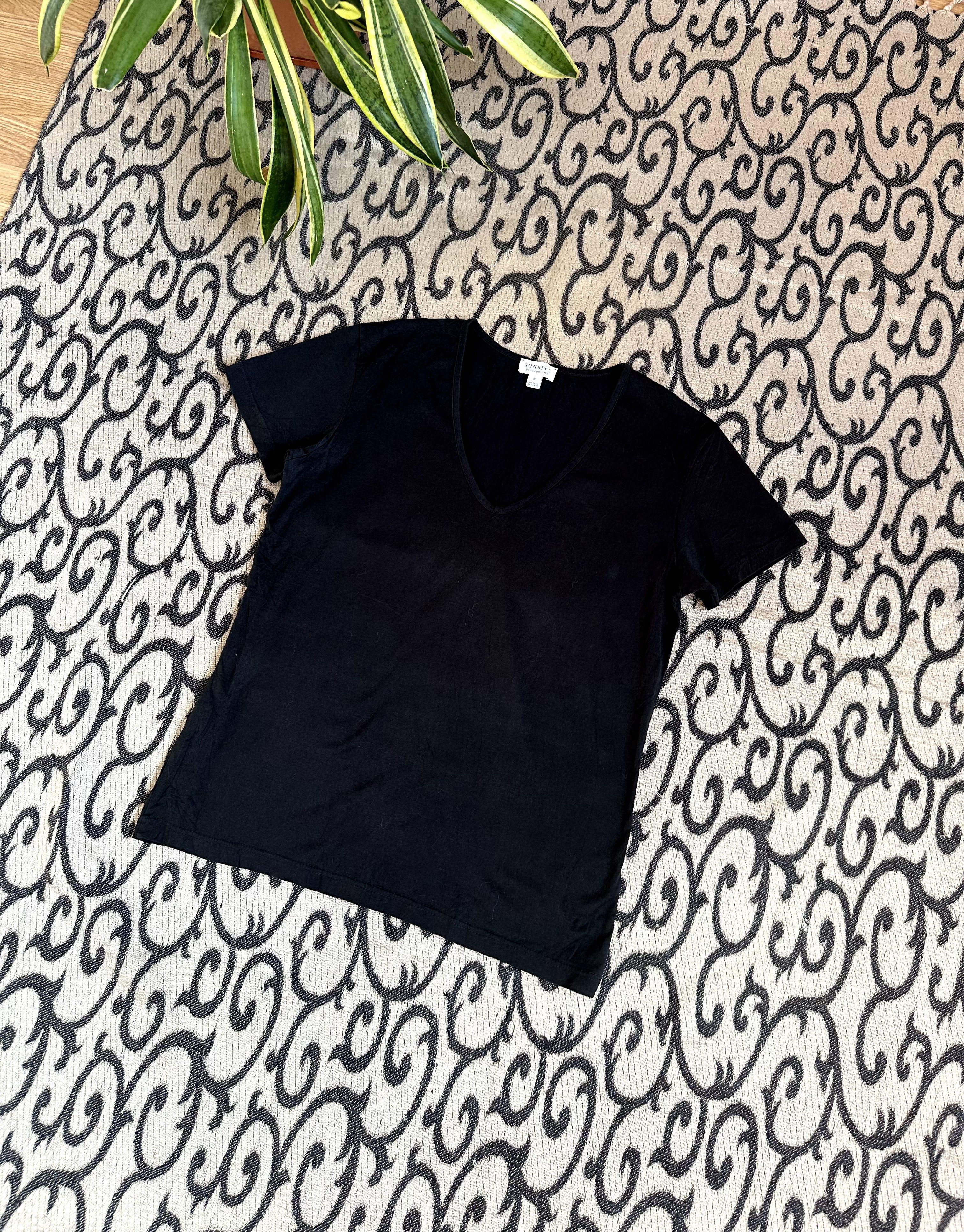 Designer × Sunspel Sunsel Ladies V Neck T-shirt Size M Made In UK Size M / US 6-8 / IT 42-44 - 2 Thumbnail