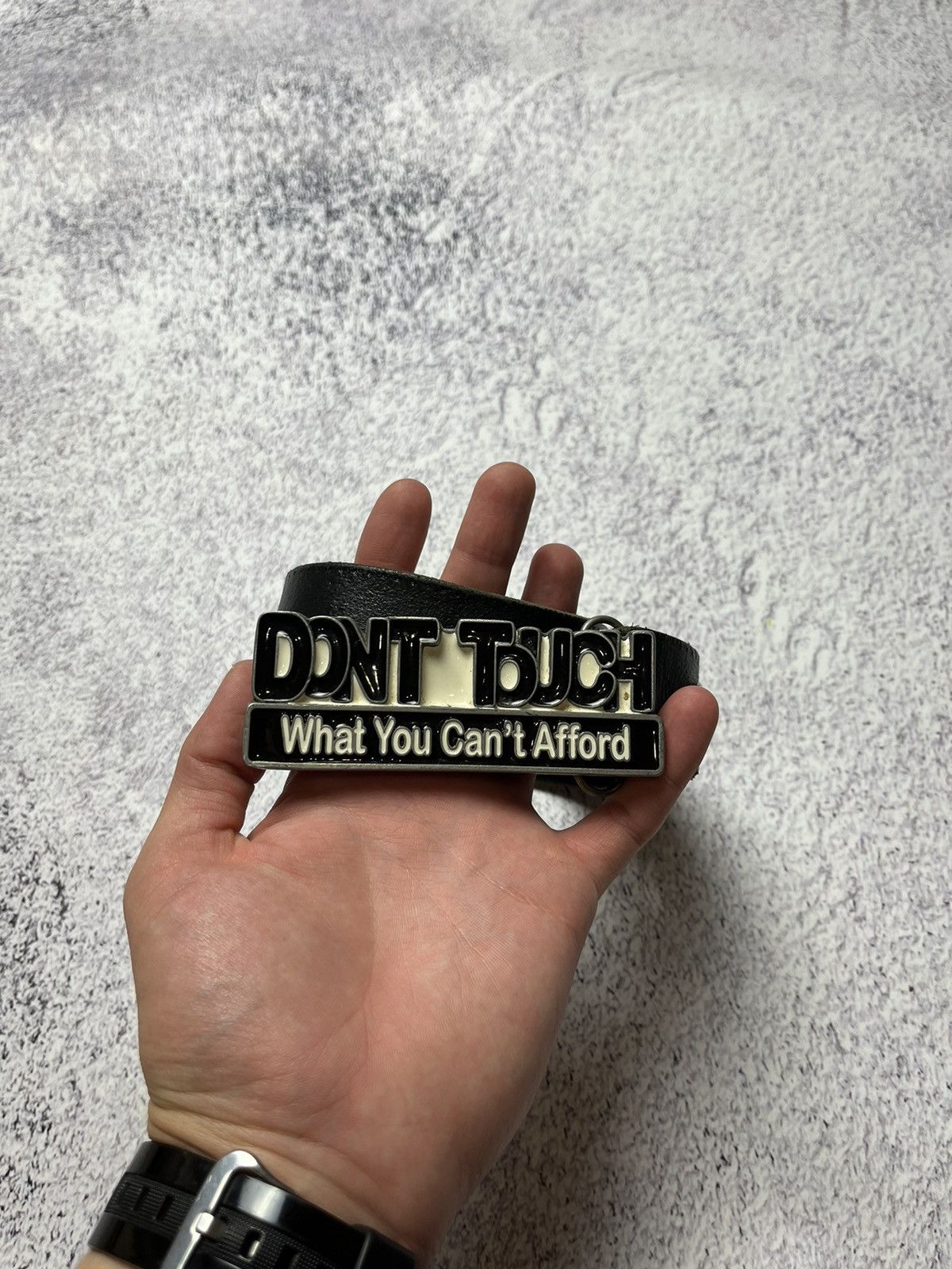 Vintage AVANT-GARDE DONT TOUCH What You Can't Afford LEATHER BELT Size ONE SIZE - 5 Thumbnail