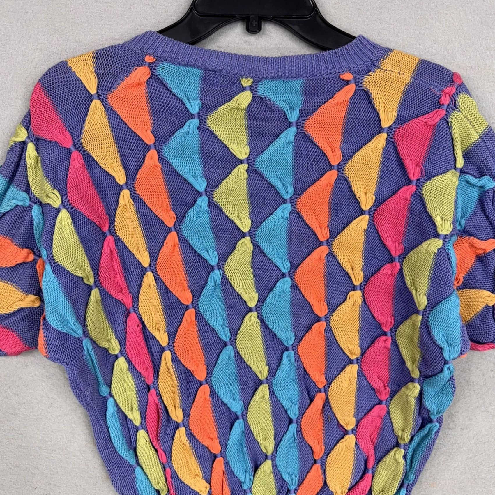 Vintage VINTAGE Gil Aimbez Static Sweater Womens S Purple Neon 3D Knit 80s Style Pullover Dolman Womens Size S / US 4 / IT 40 - 6 Thumbnail