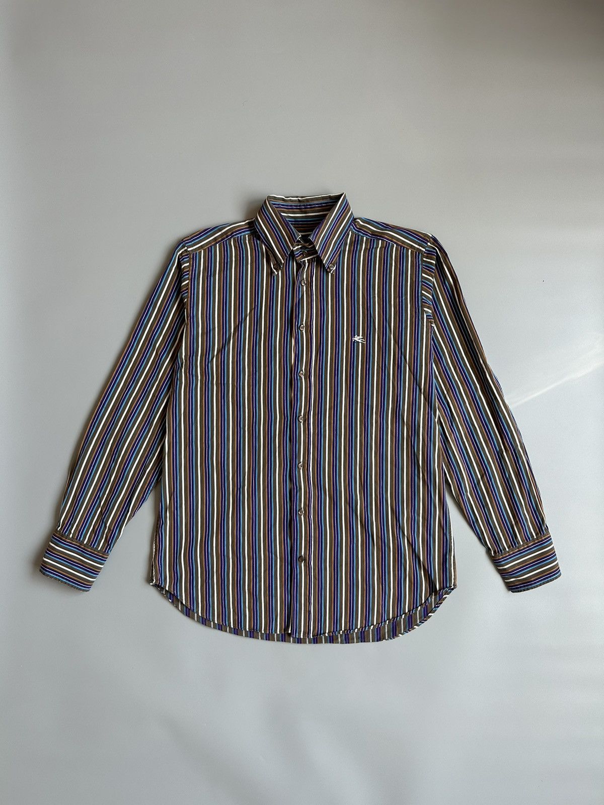 Etro Etro MultiColor Stripe Cotton Button Up Long Sleeve Shirt Size US S / EU 44-46 / 1 - 1 Thumbnail