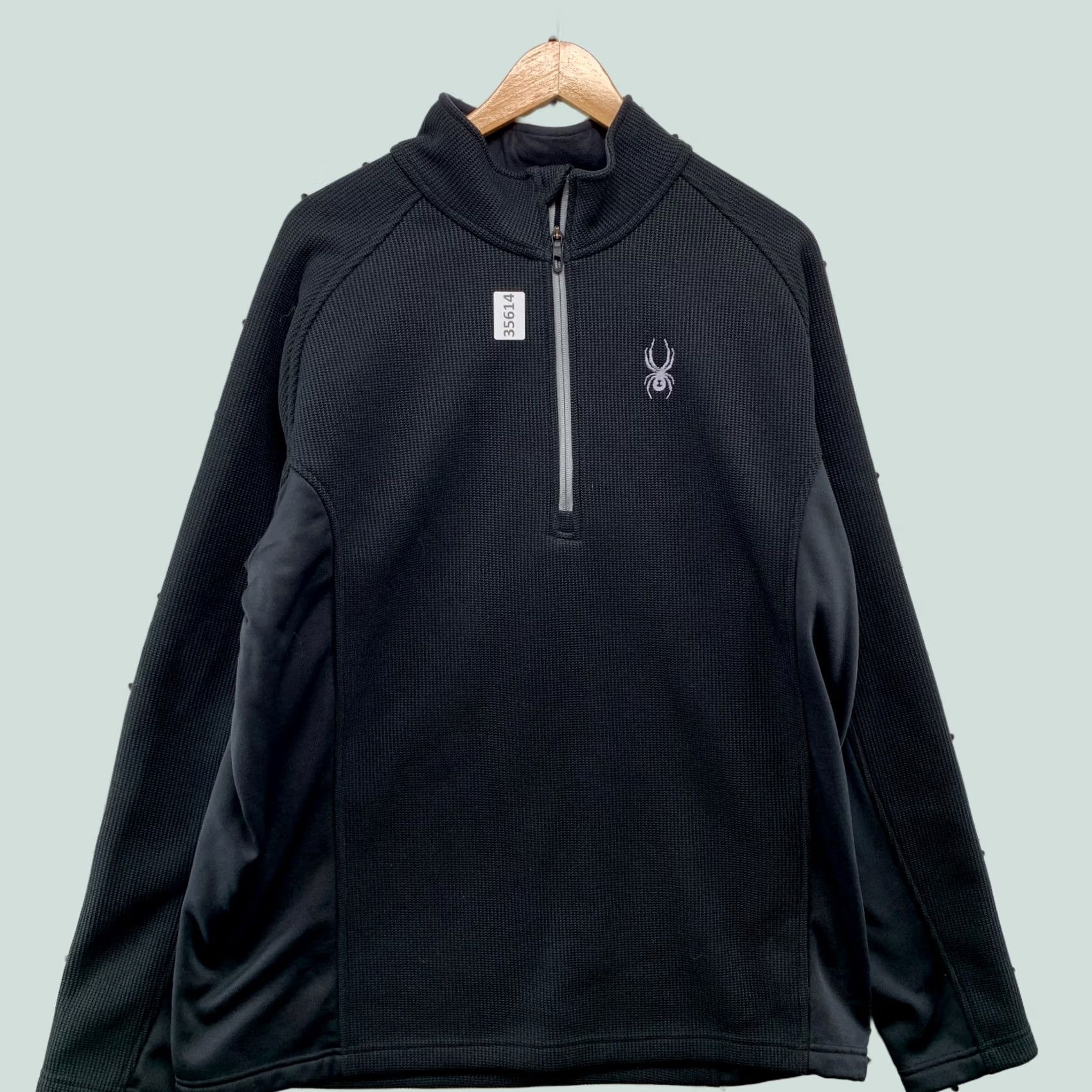 Spyder Spyder 1/4 Zip Pullover Sweatshirt Mens XL Black Waffle Knit Long Sleeve Size US XL / EU 56 / 4 - 1 Thumbnail