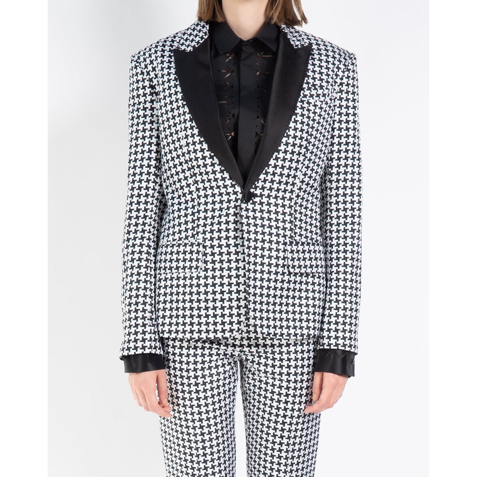 Haider Ackermann SS19 Classic Blazer in Houndstooth Silk Jacquard Size S / US 4 / IT 40 - 1 Thumbnail