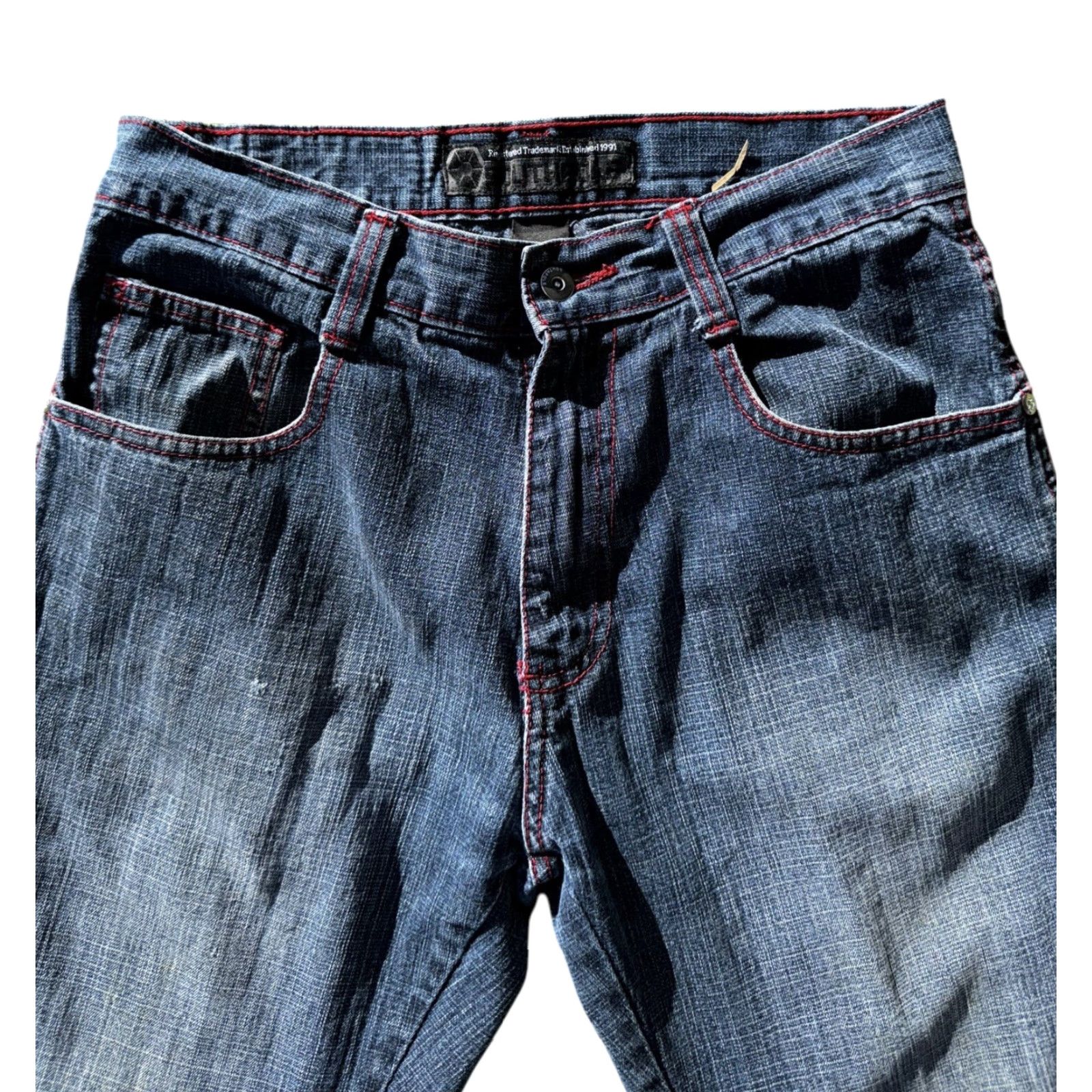 Southpole SouthPole Jeans Skater Grunge Wide-Leg Red Stitching 32x32 Y2K Baggy Streetwear Sz 32 Mens RARE Size US 32 / EU 48 - 5 Thumbnail