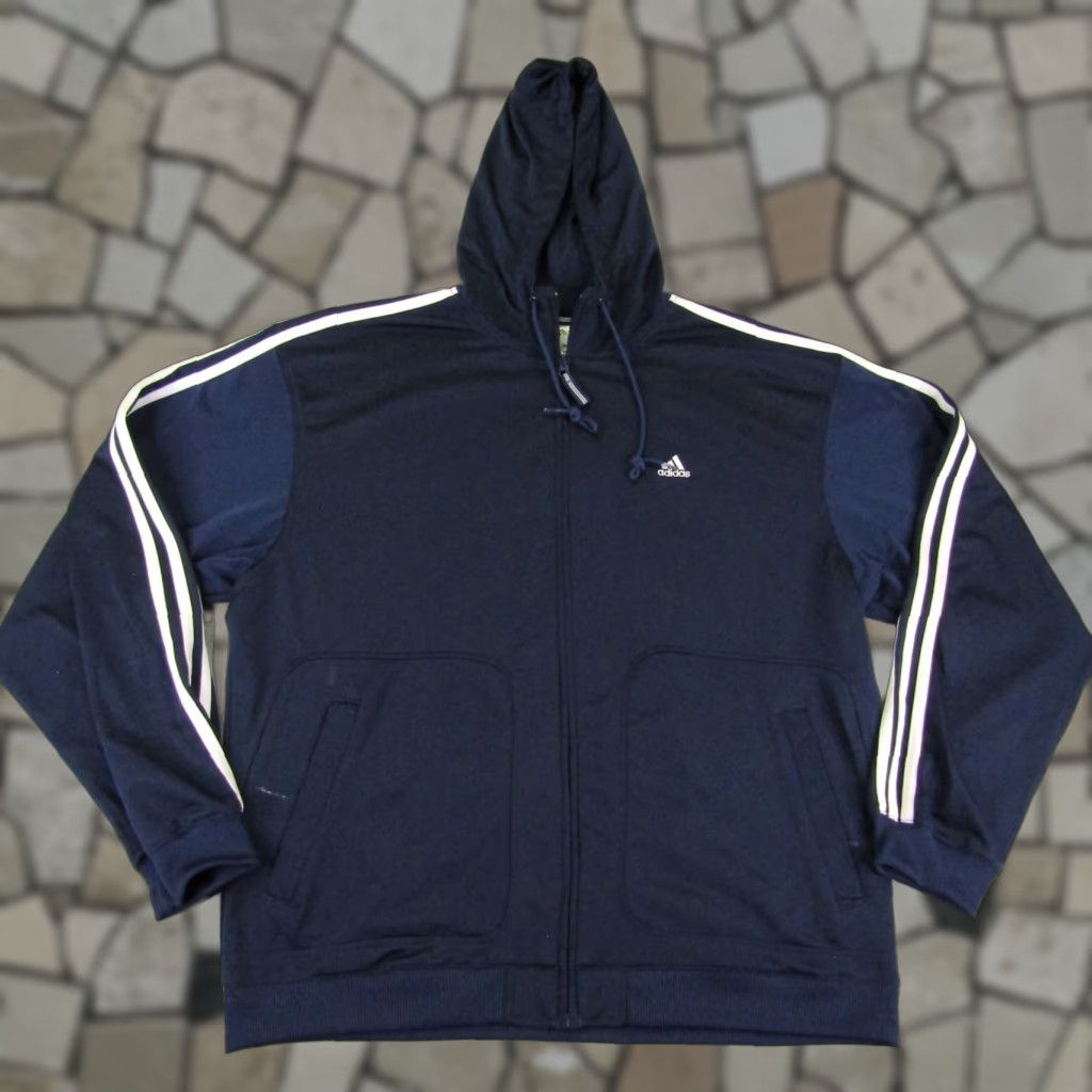 Adidas VINTAGE adidas Jacket Mens L Blue Zip Hooded Full Zip Pockets Track Outdoor Sports Basic Jacket Size US L / EU 52-54 / 3 - 1 Thumbnail