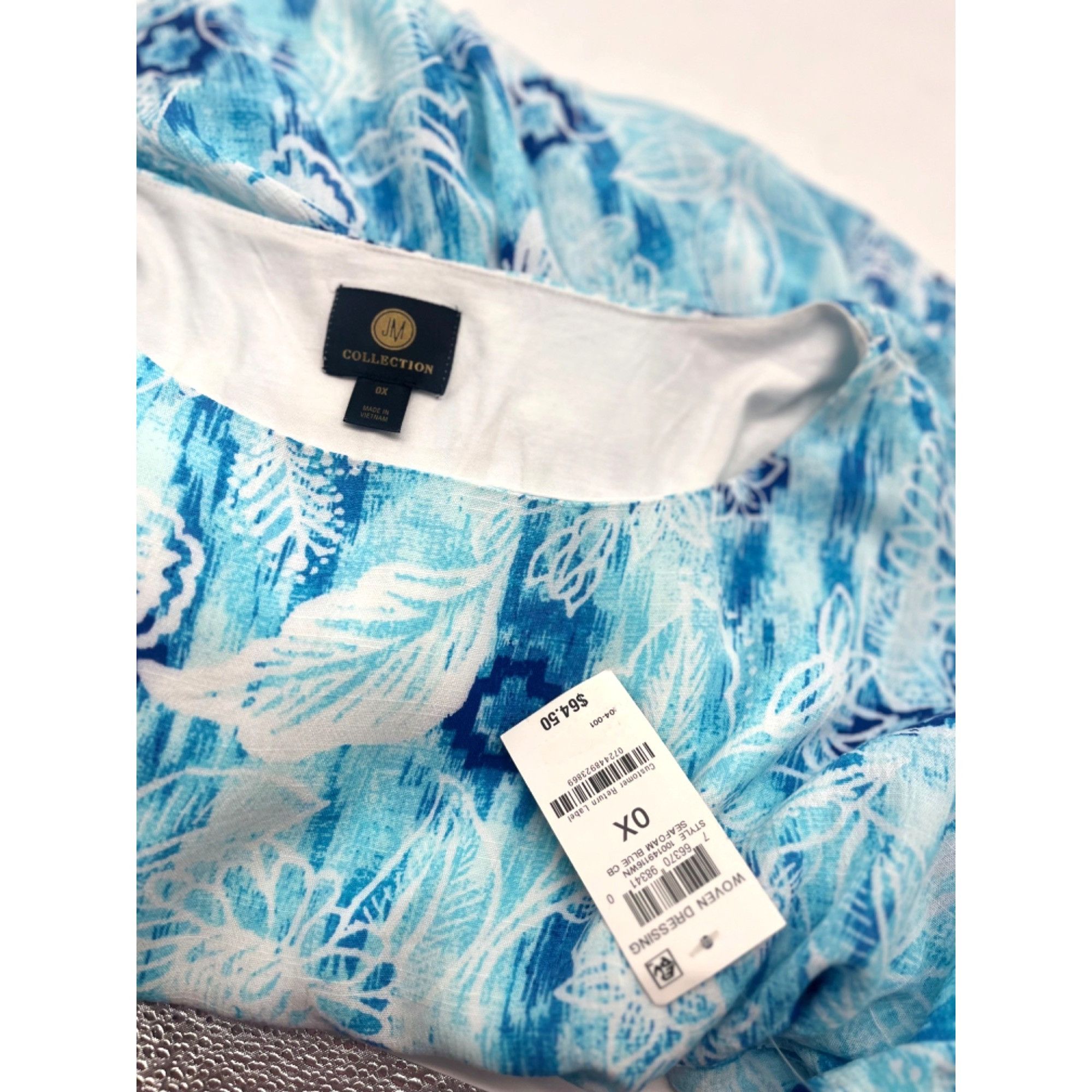 JM Collection JM Collection Plus Size Printed Gauze Poncho Top, Seafoam Bl Size ONE SIZE - 5 Thumbnail