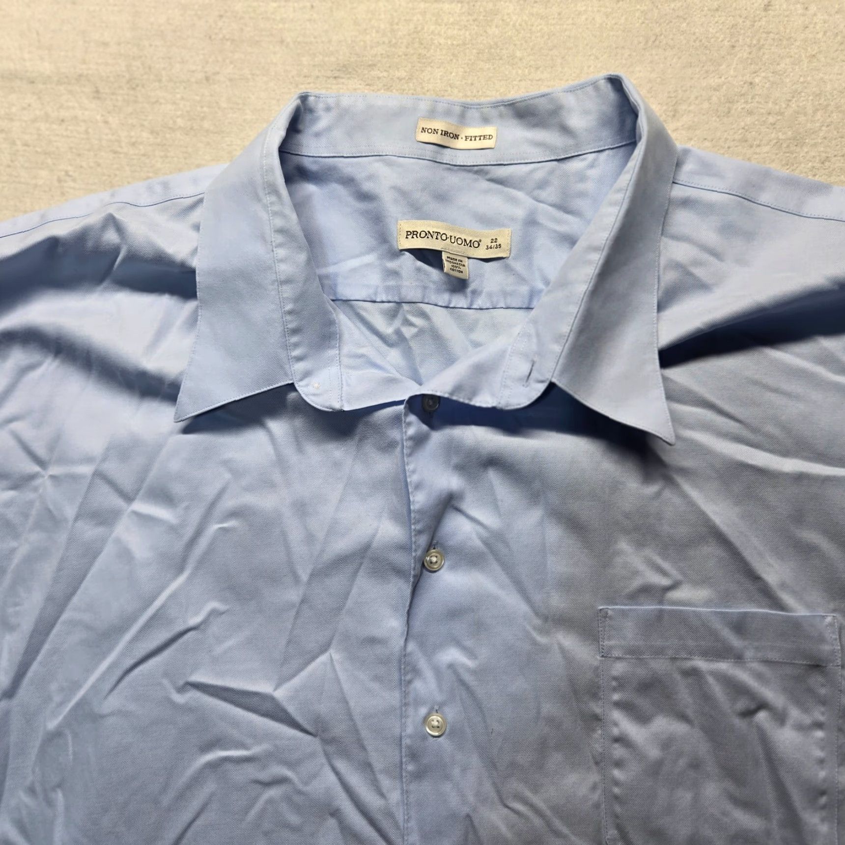 Pronto Uomo Pronto Uomo Shirt Men 22 Button-Up Solid Blue Long Sleeve Casual 34/35 Regular Woman? Size US XXL / EU 58 / 5 - 2 Thumbnail