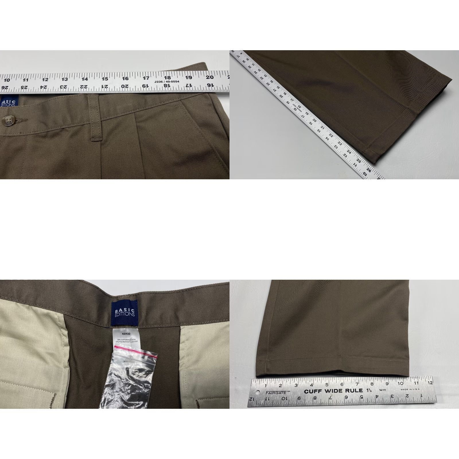 Basic Editions VINTAGE NWT Mens Khakis Pants Basic Editions Gray 42x26 Wrinkle Resistant Double Pleated Size US 42 / EU 58 - 8 Thumbnail