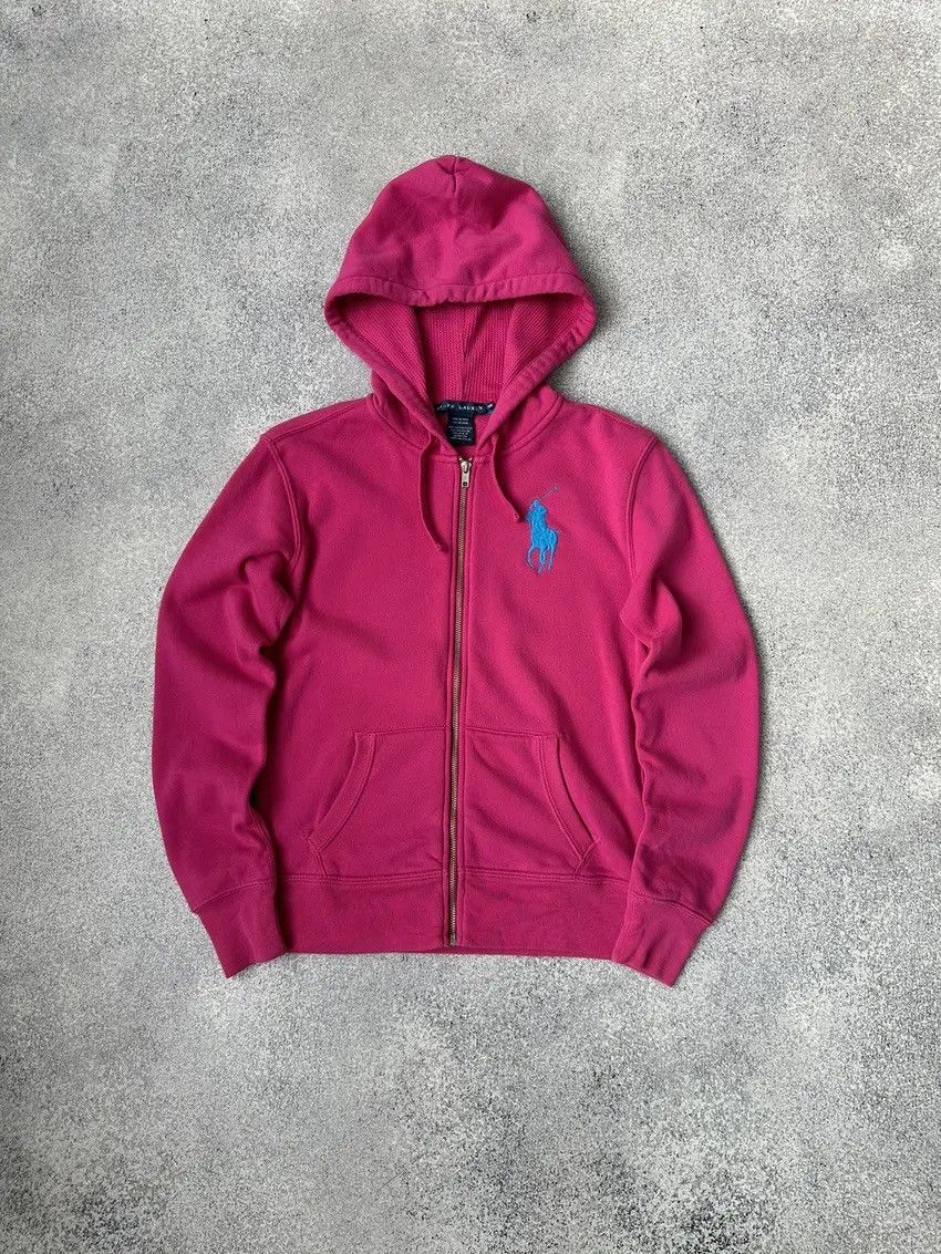 Vintage Ralph Lauren sold Polo Pink Zip Up Hoodie Sweatshirt Jacket, Size M