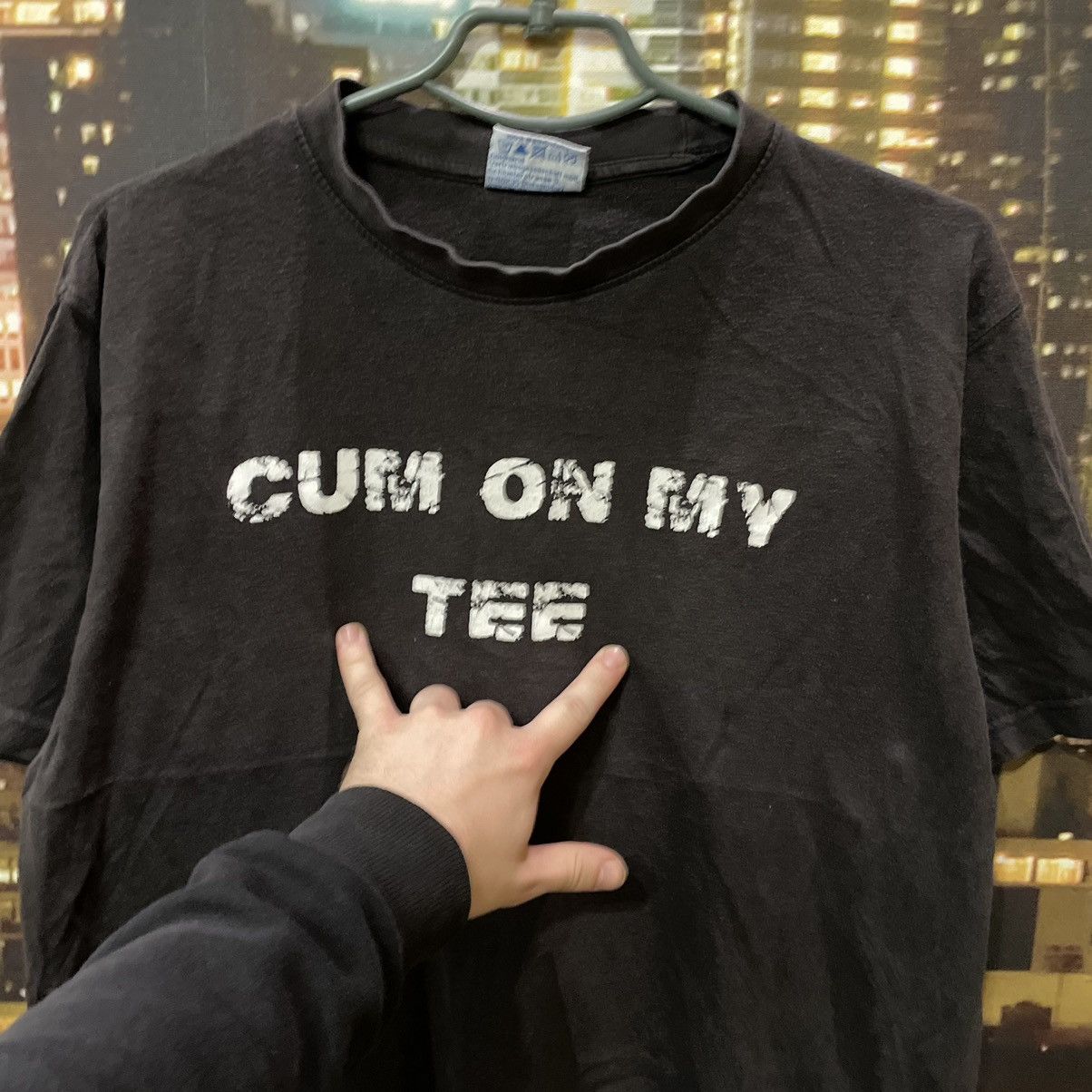 Band Tees VINTAGE Y2K BLACK TEE GET OFF MY DICK PENIS FUNNY PORNO Size US M / EU 48-50 / 2 - 3 Thumbnail