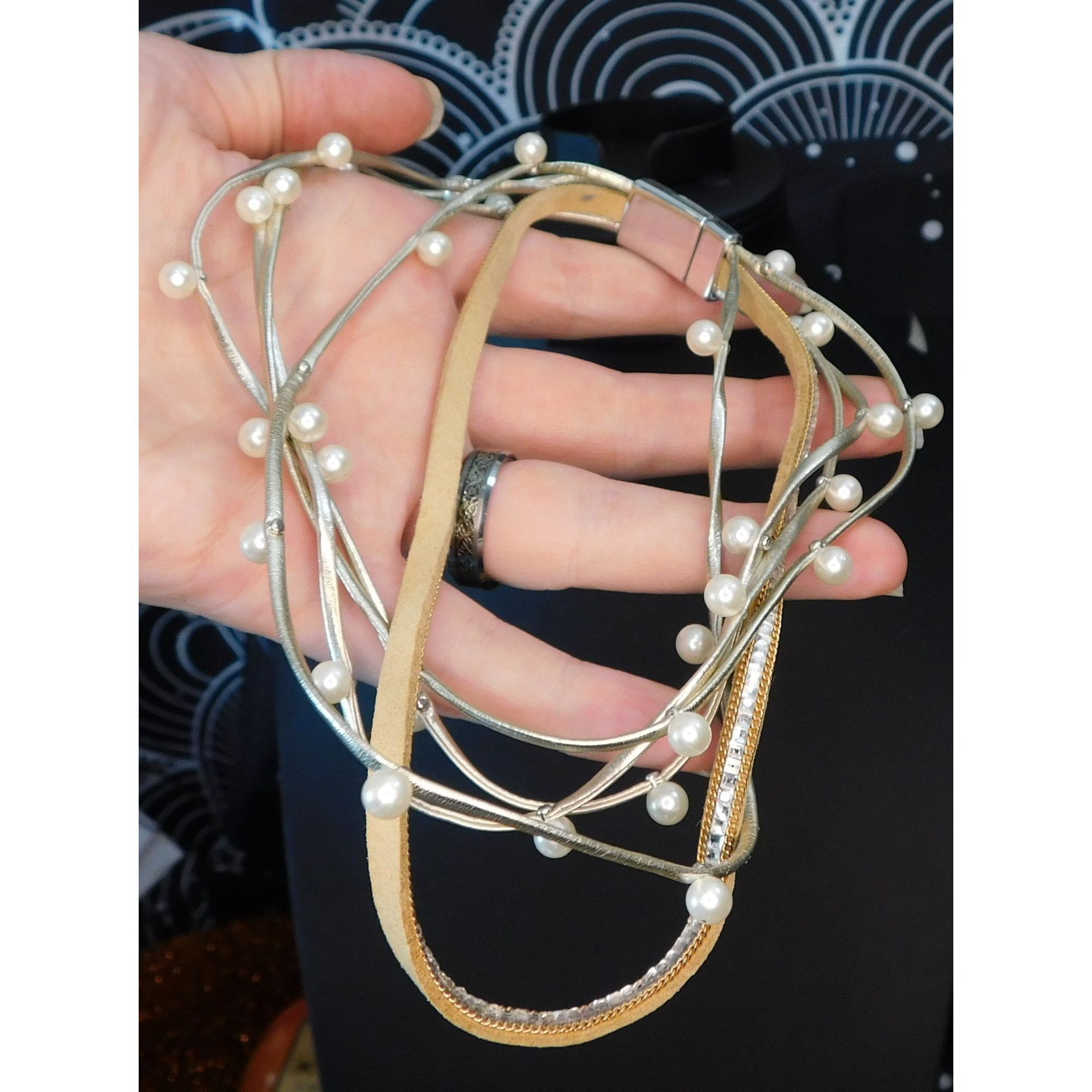 Other Boho Chic Tan Faux Pearl Layered Necklace Size ONE SIZE - 4 Thumbnail
