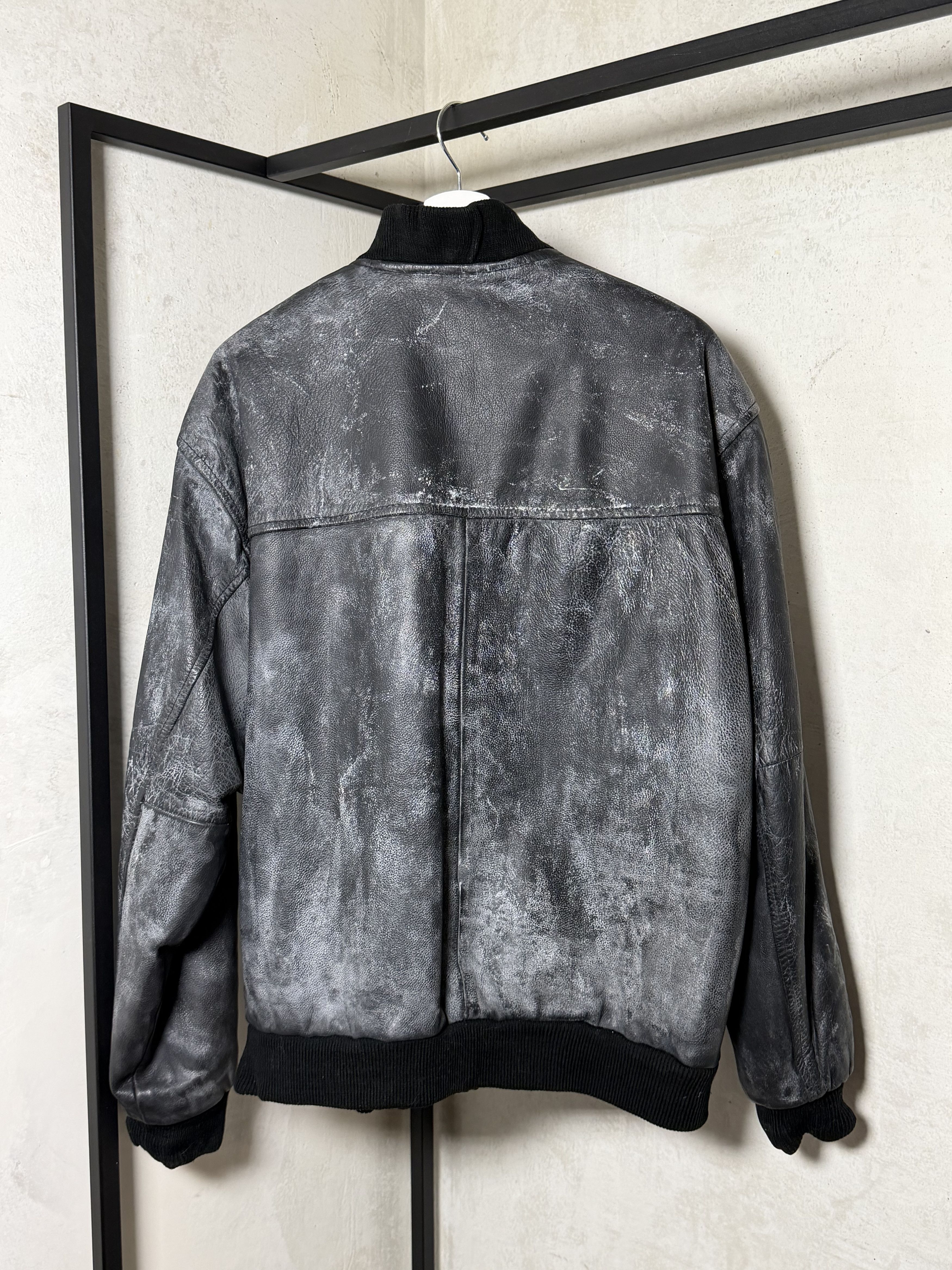Genuine Leather Waxed Genuine Thick Leather Bomber Jacket Size US XXL / EU 58 / 5 - 7 Thumbnail